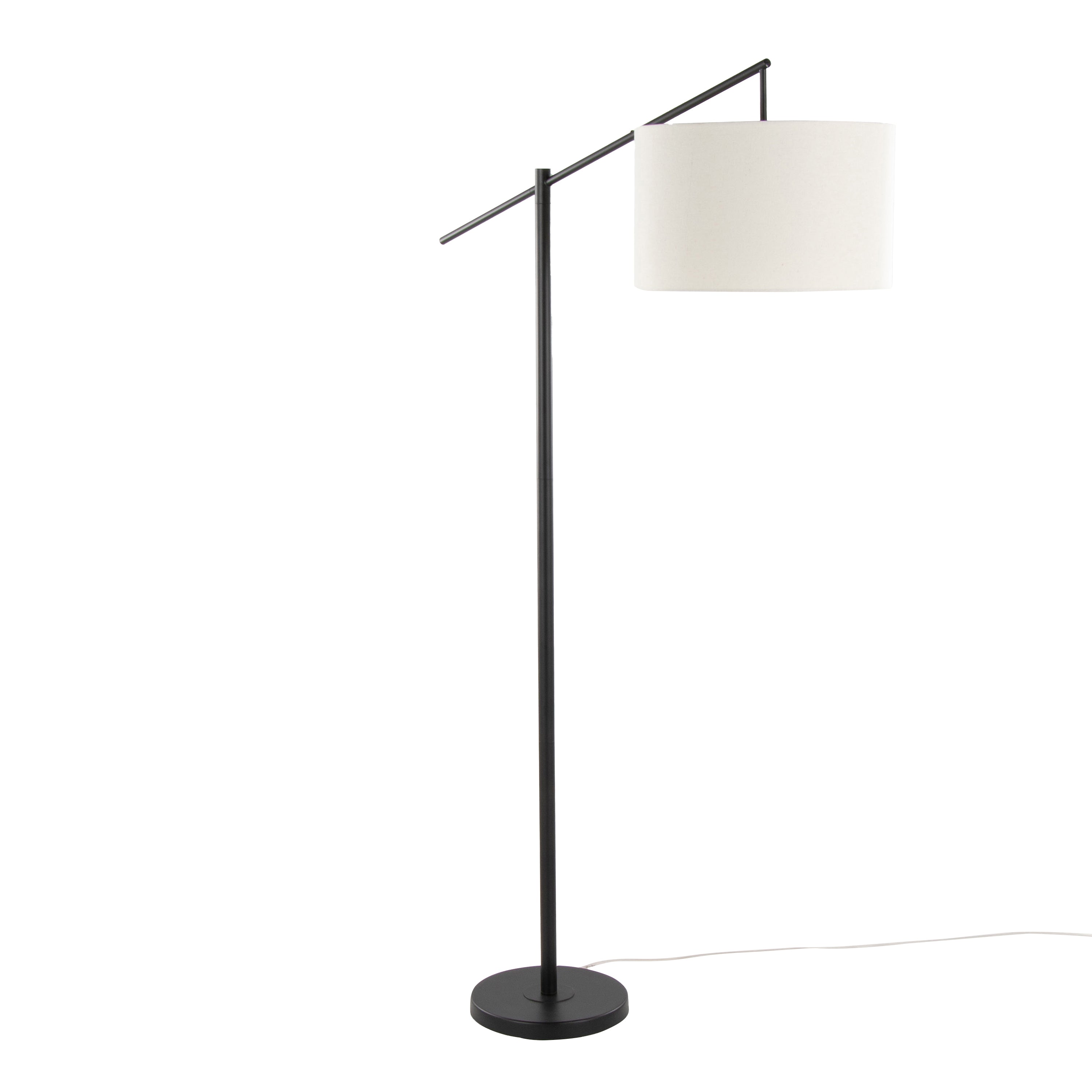 Floor Lamp, Black Metal Frame, Natural Linen Shade