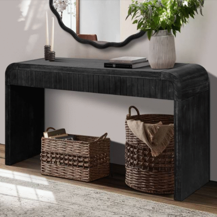 Black Entryway Console Table with Storage, 59 in Wide