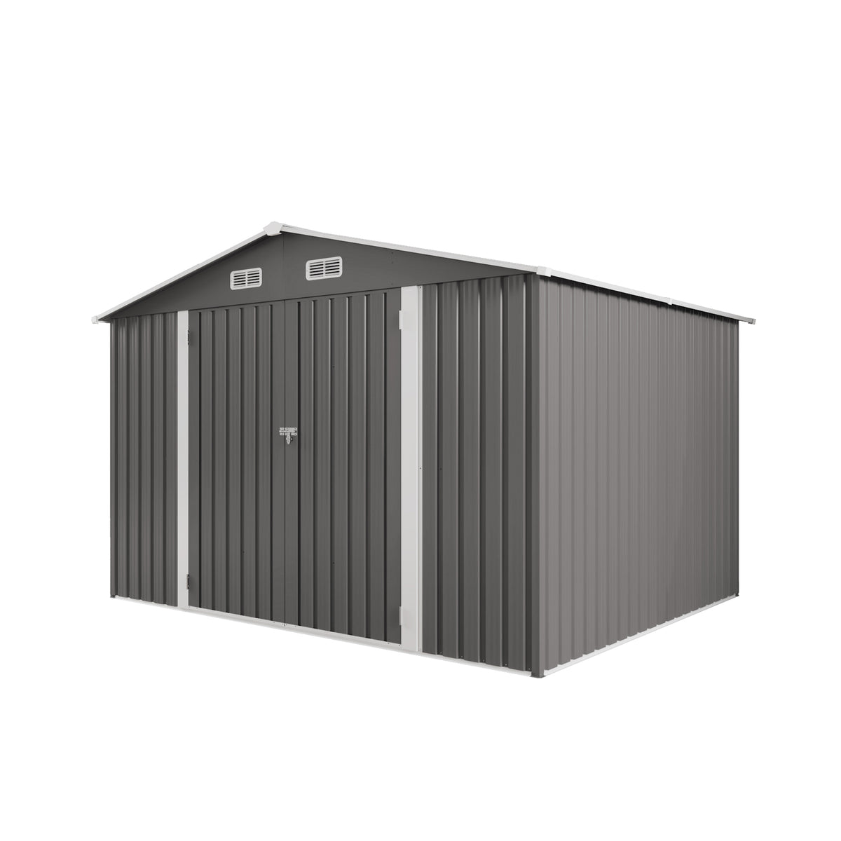 Gray Metal Storage Shed with Window