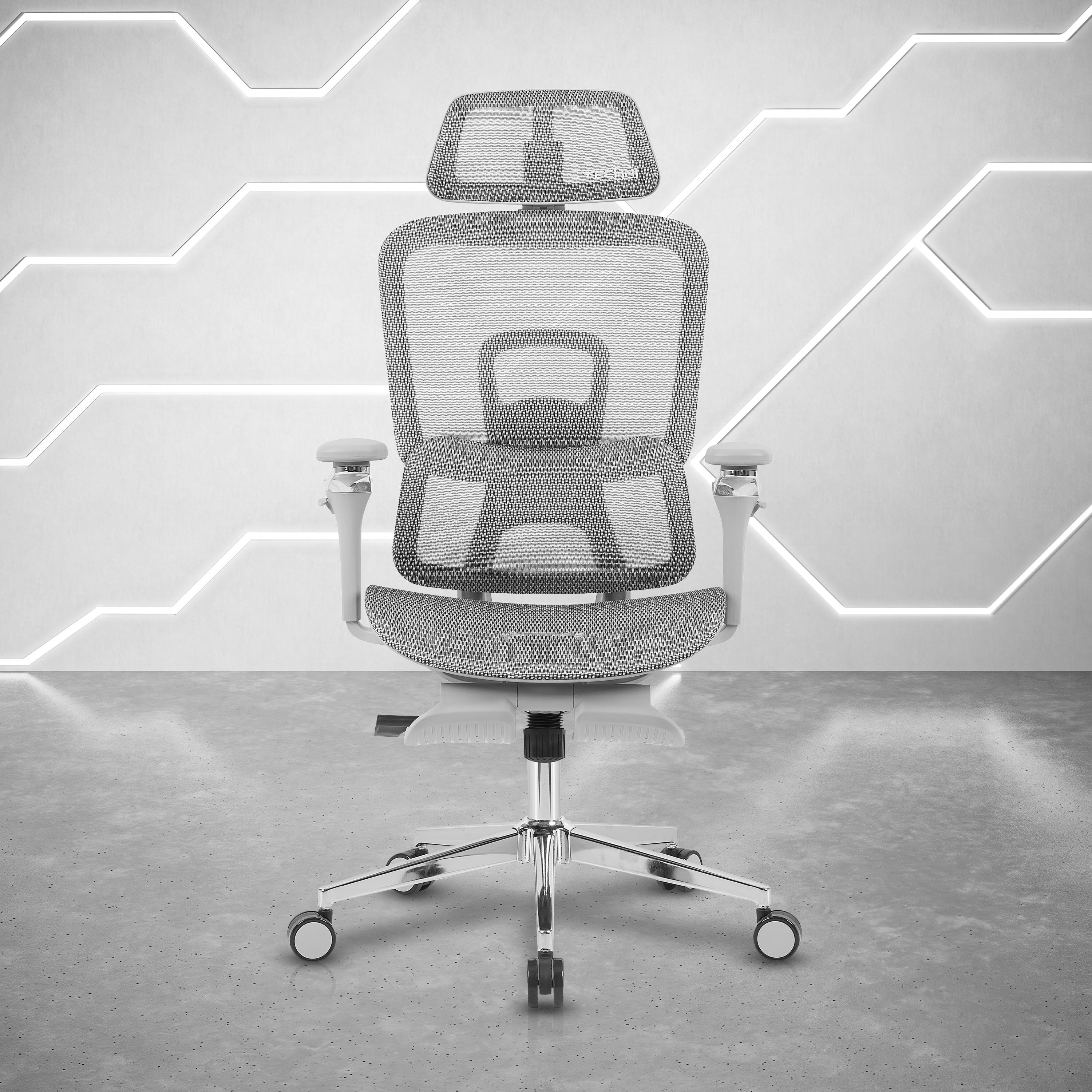 Big and Tall Lumbar Support Office Chair with Lock, 300 lb Capacity, Grey