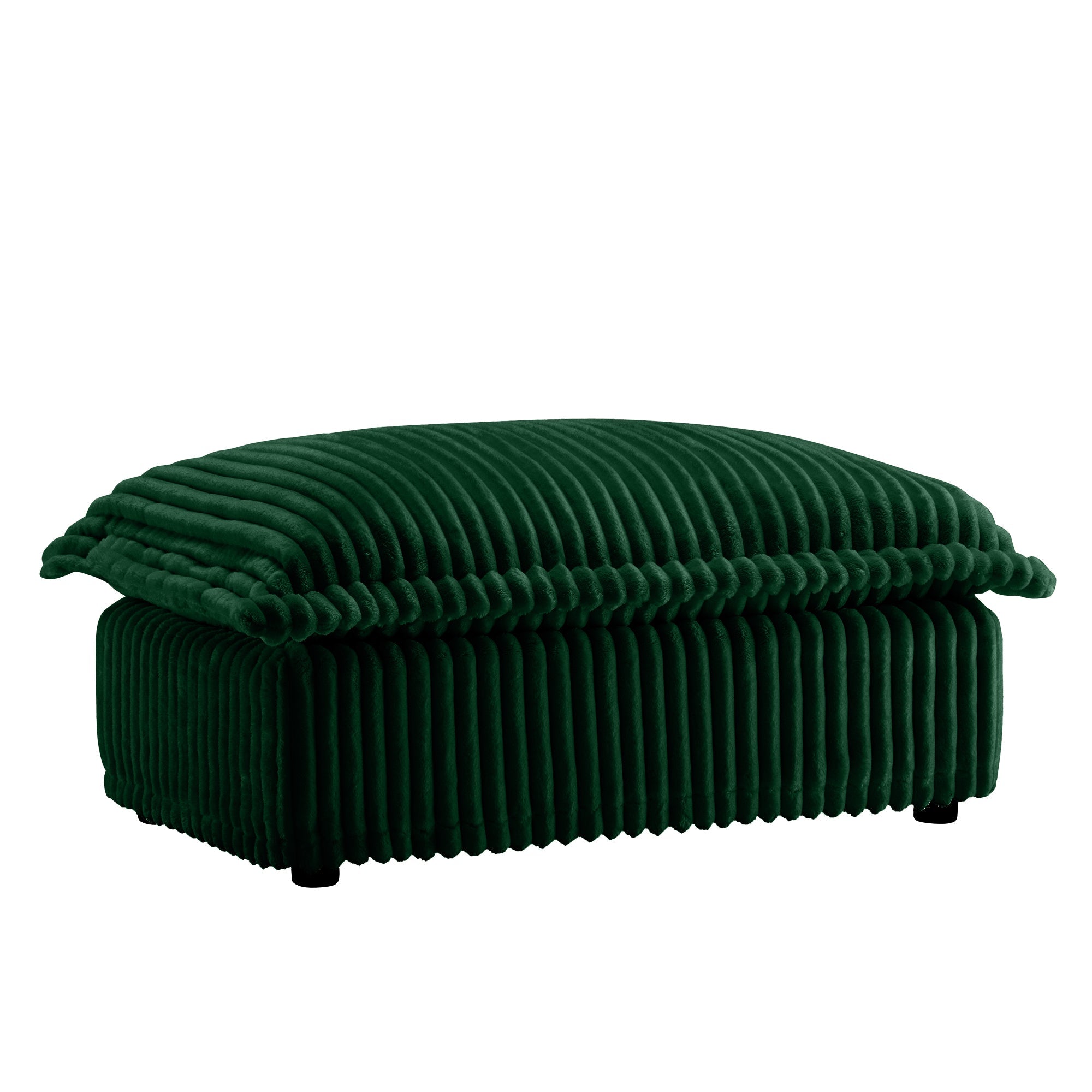 Fluffy Ottoman in Corduroy Emerald #Fabric_Corduroy Emerald
