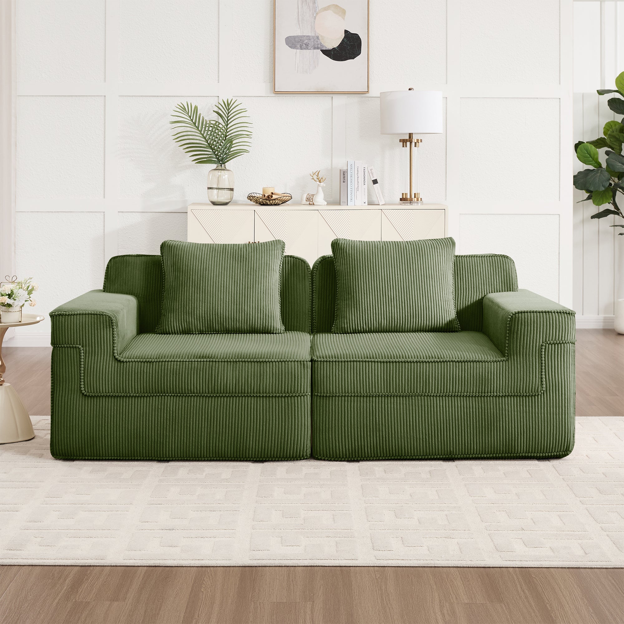 Hudson 2-Seat Boneless Couch in Olive #OttOnly_0 #Color_Olive