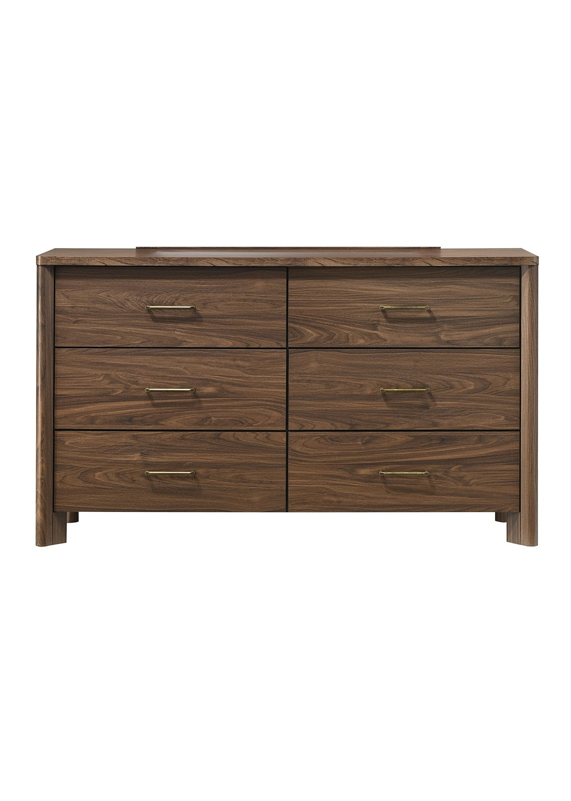 Mid-Century Walnut Dresser, 6 Drawers, 60 Inches Wide