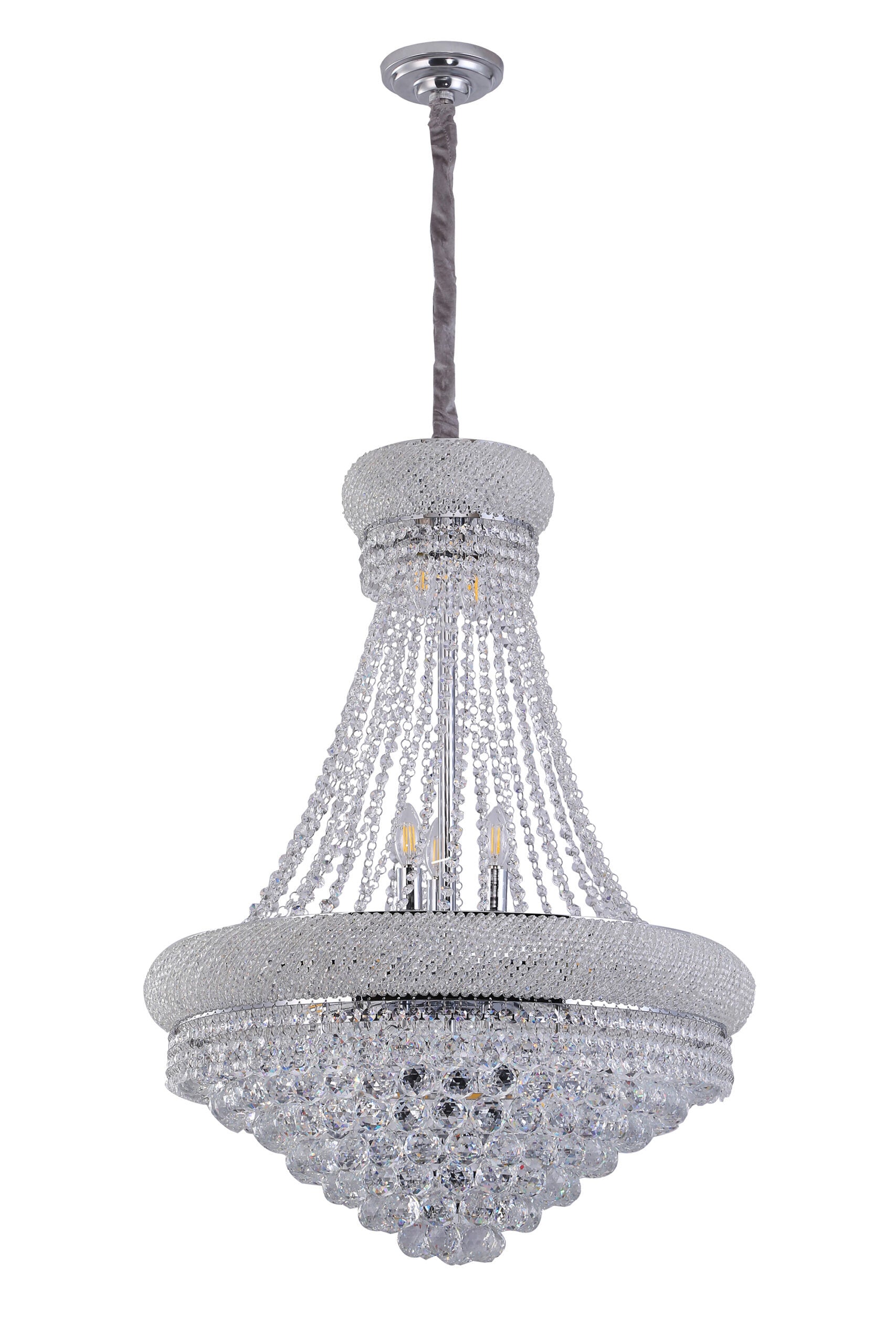 Chandelier, Single-Tier Crystal, 14-Light, Silver