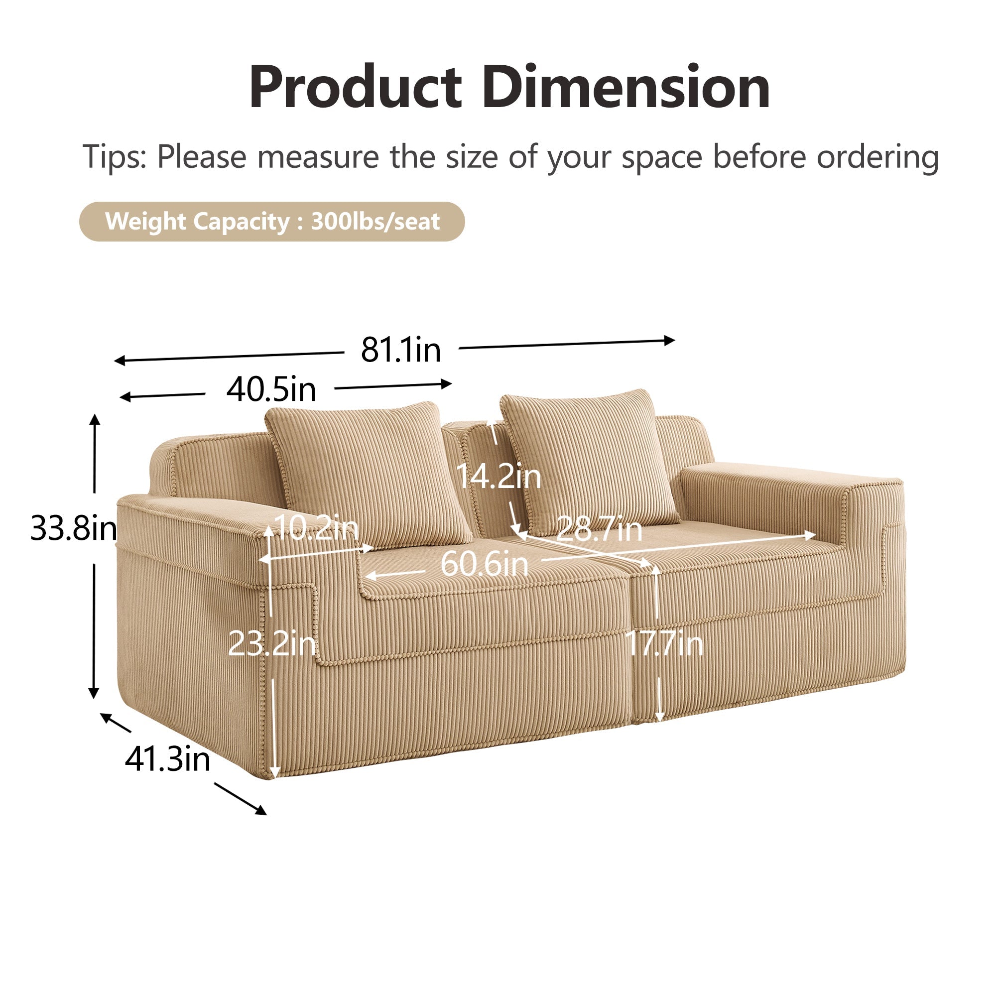 Hudson 2-Seat Boneless Couch in Camel #OttOnly_0 #Color_Camel