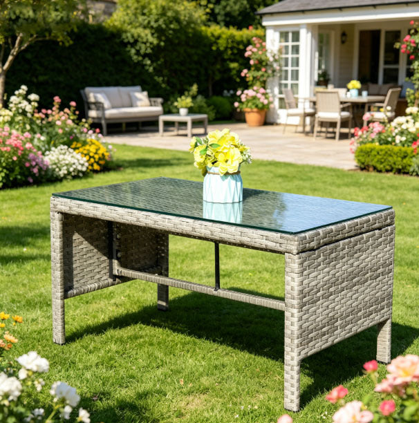 Gray Wicker Outdoor Coffee Table