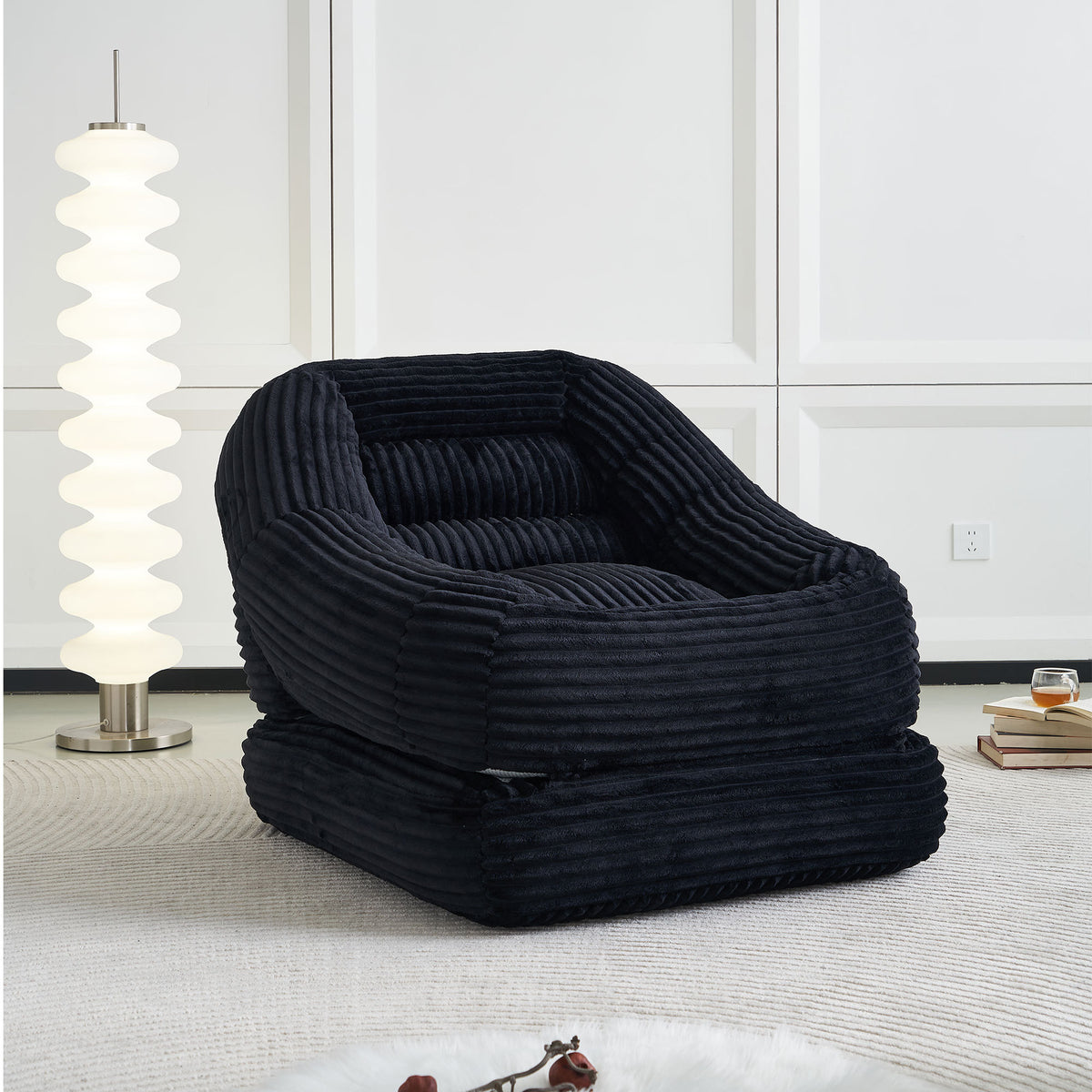 Black Corduroy Sleeper Chair