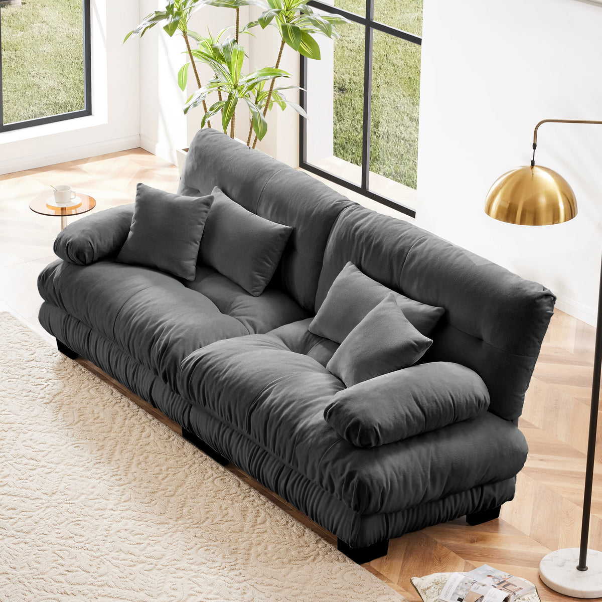 Gray Chenille 2-Seat Couch