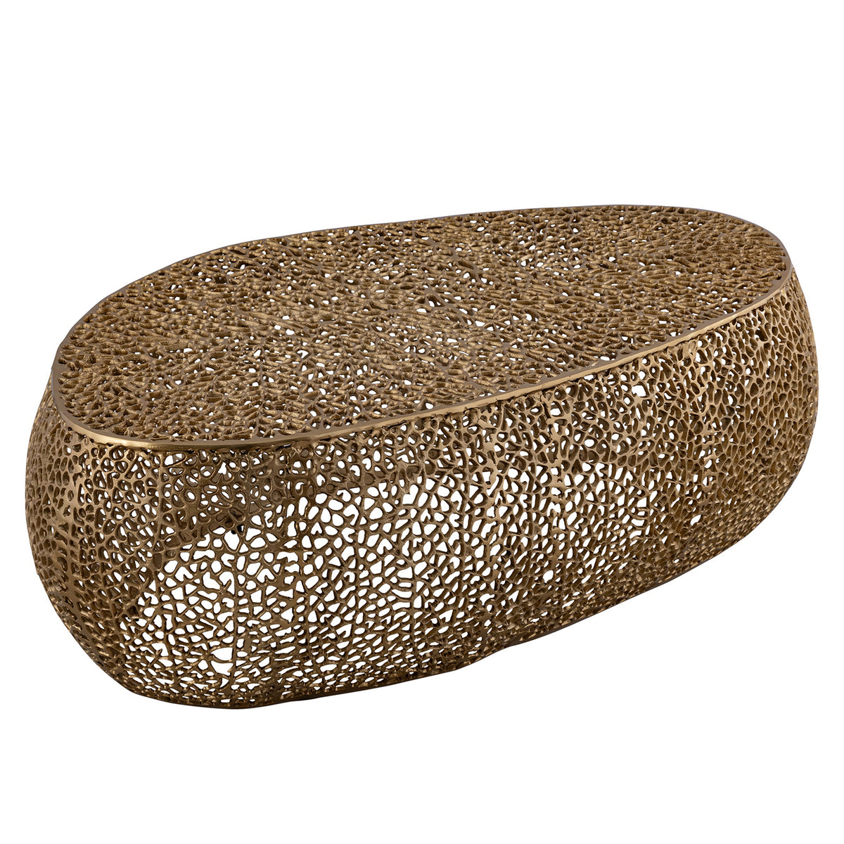 Gold Oval Coffee Table with Storage, 29 in