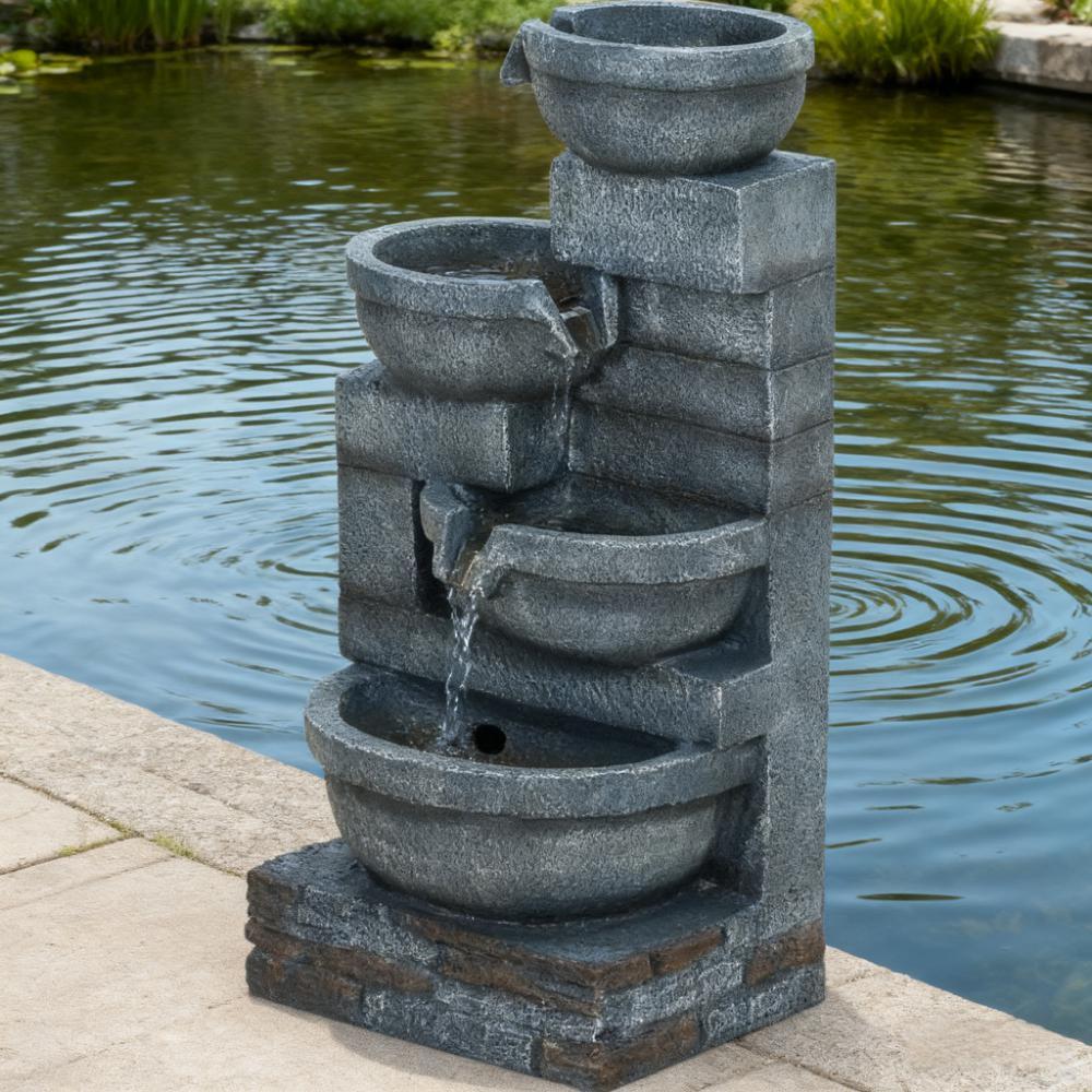 Gray Resin Outdoor Water Fountain, 30.7 in Tall
