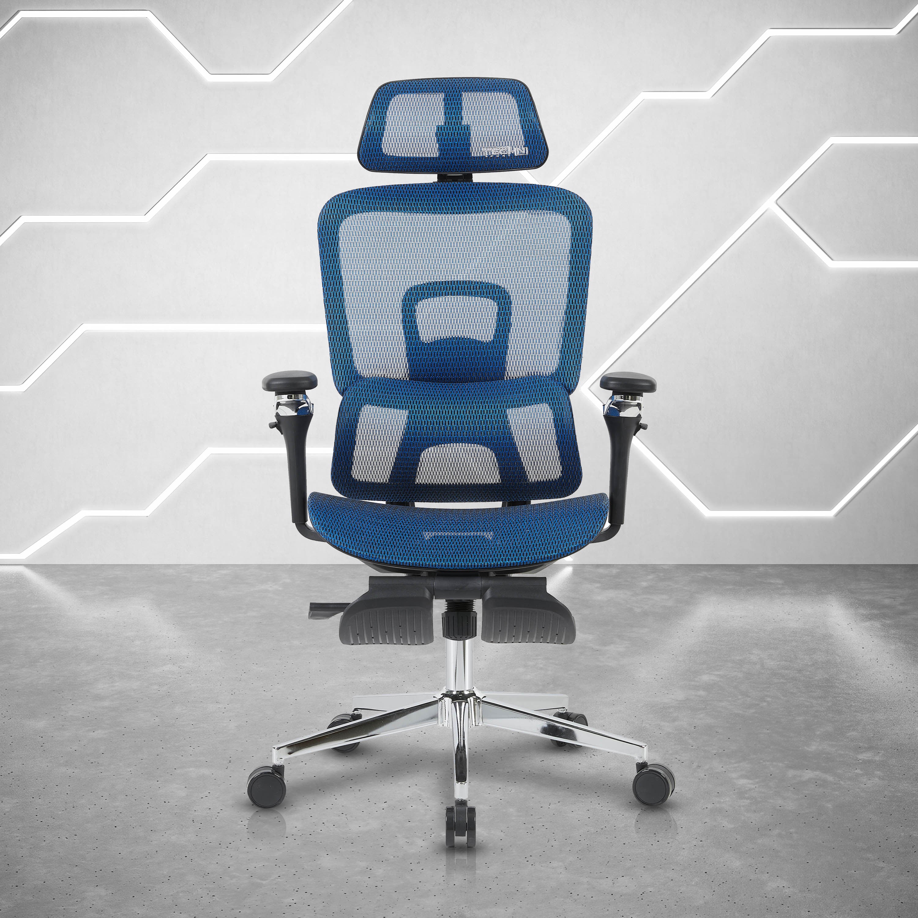 Big and Tall Lumbar Support Office Chair with Lock, 300 lb Capacity, Blue