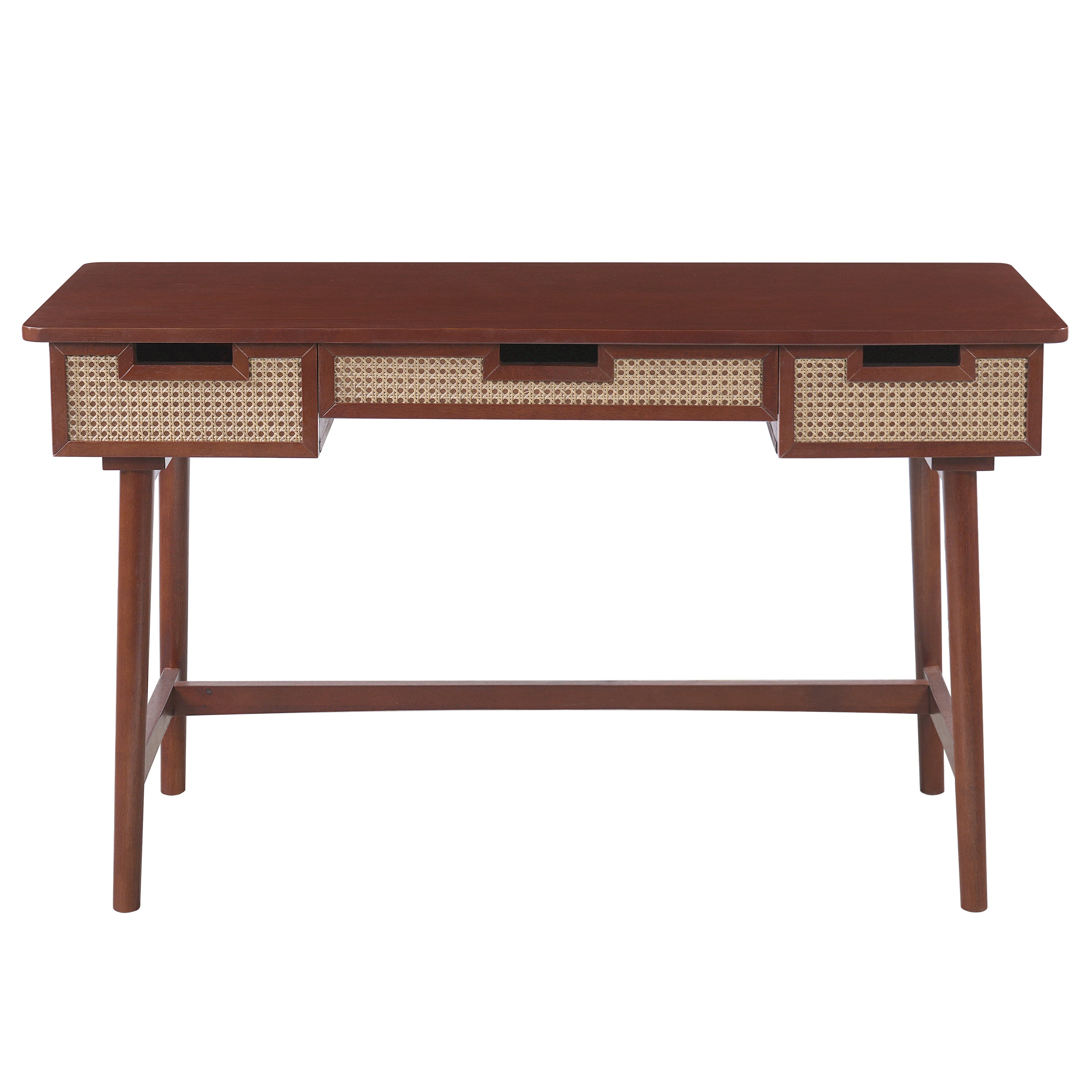 Big and Tall Writing Desk with Drawers, 51 in, Brown