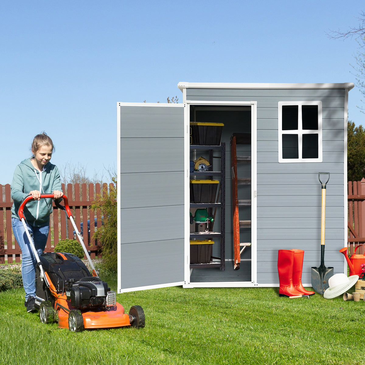 3x5 ft Gray Resin Storage Shed with Floor