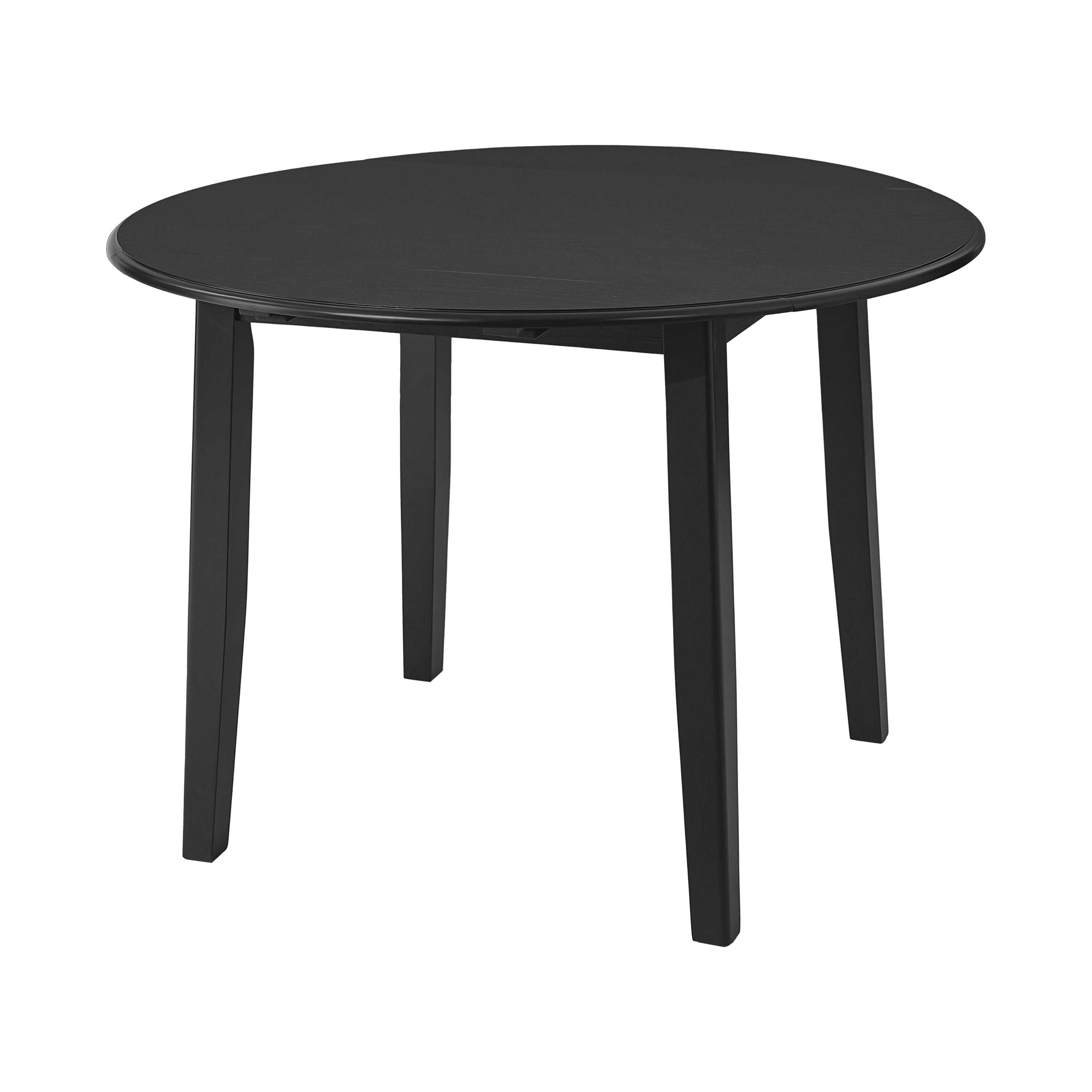 Front studio view of the black folding round table on a white background