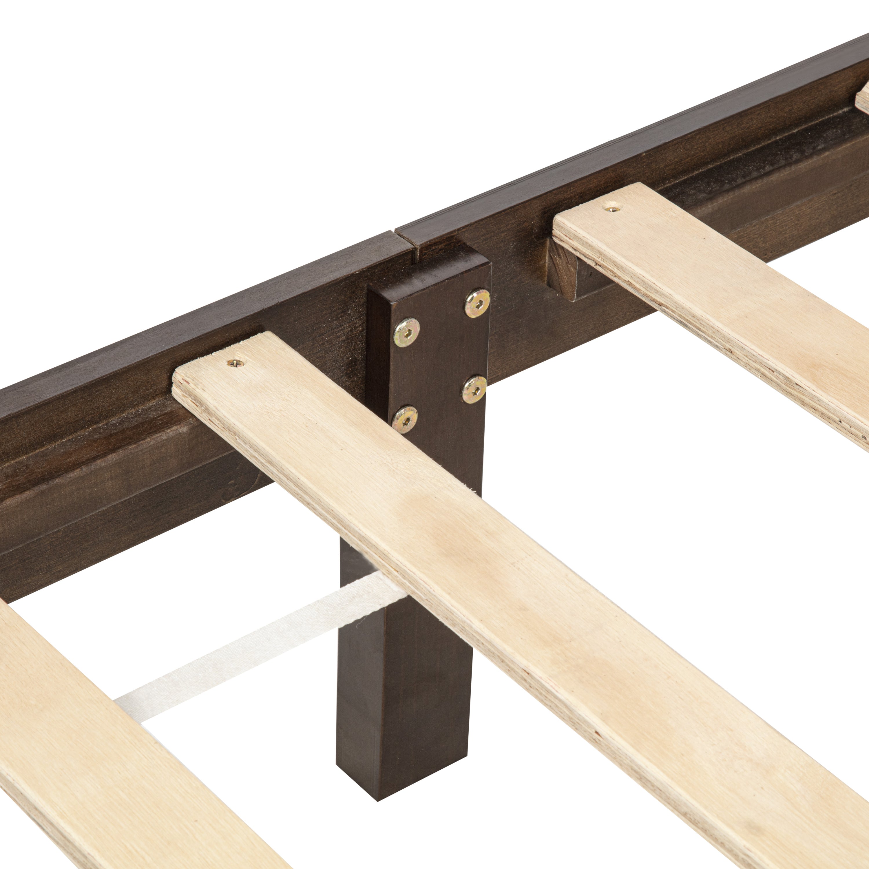Close-up of footboard corner post and rail joint