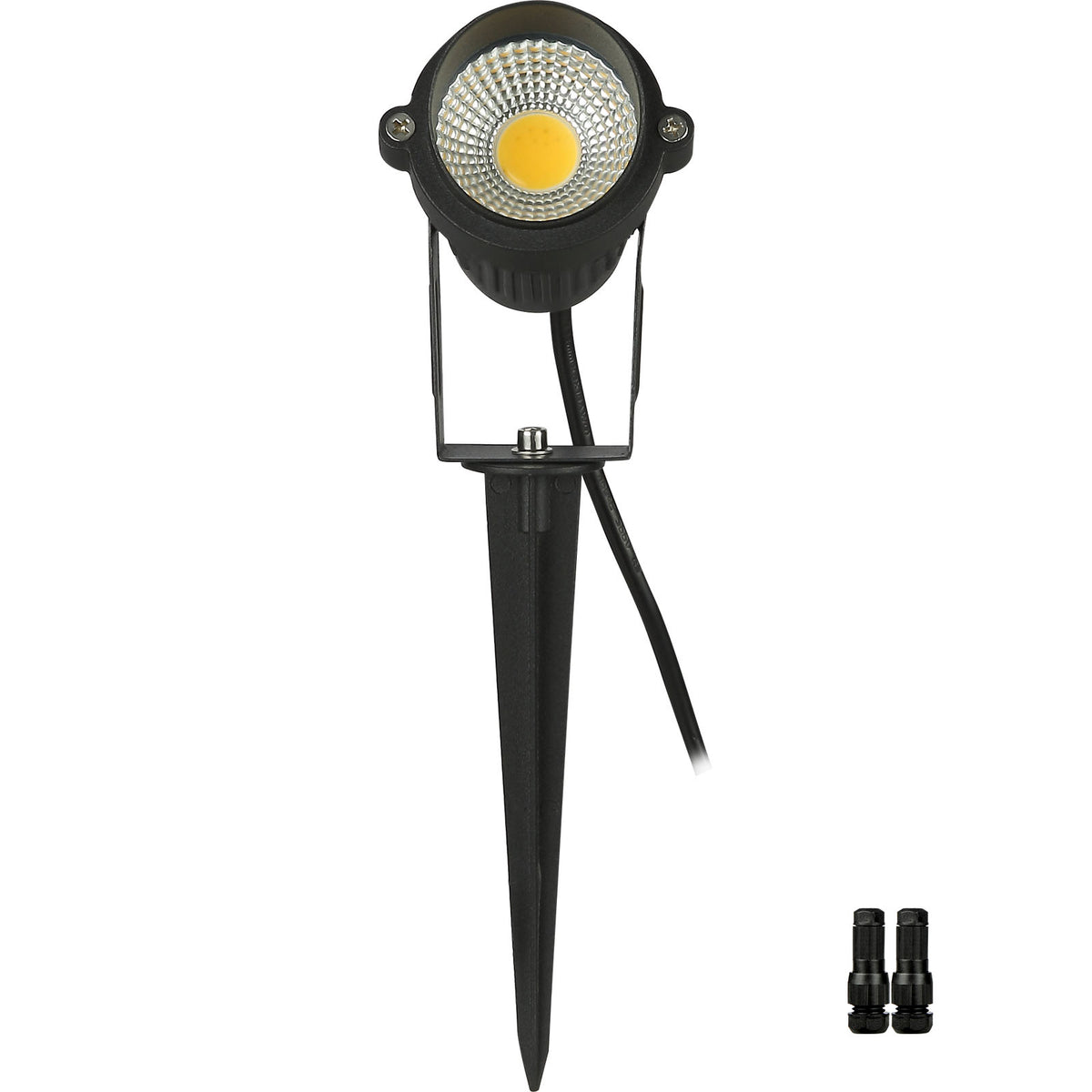 Landscape Spotlight, Low-Voltage LED, Cast Aluminum, Black