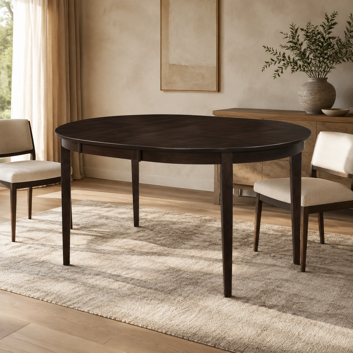 Round Tulip Dining Table, Black - MDF Top & Metal Pedestal Base