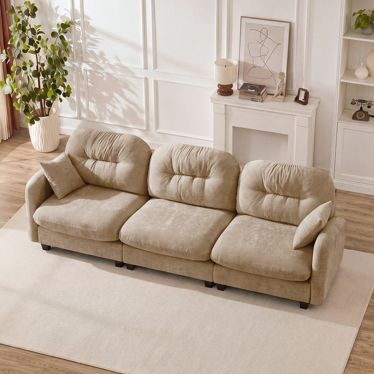 Camel Chenille Modular Sectional Couch