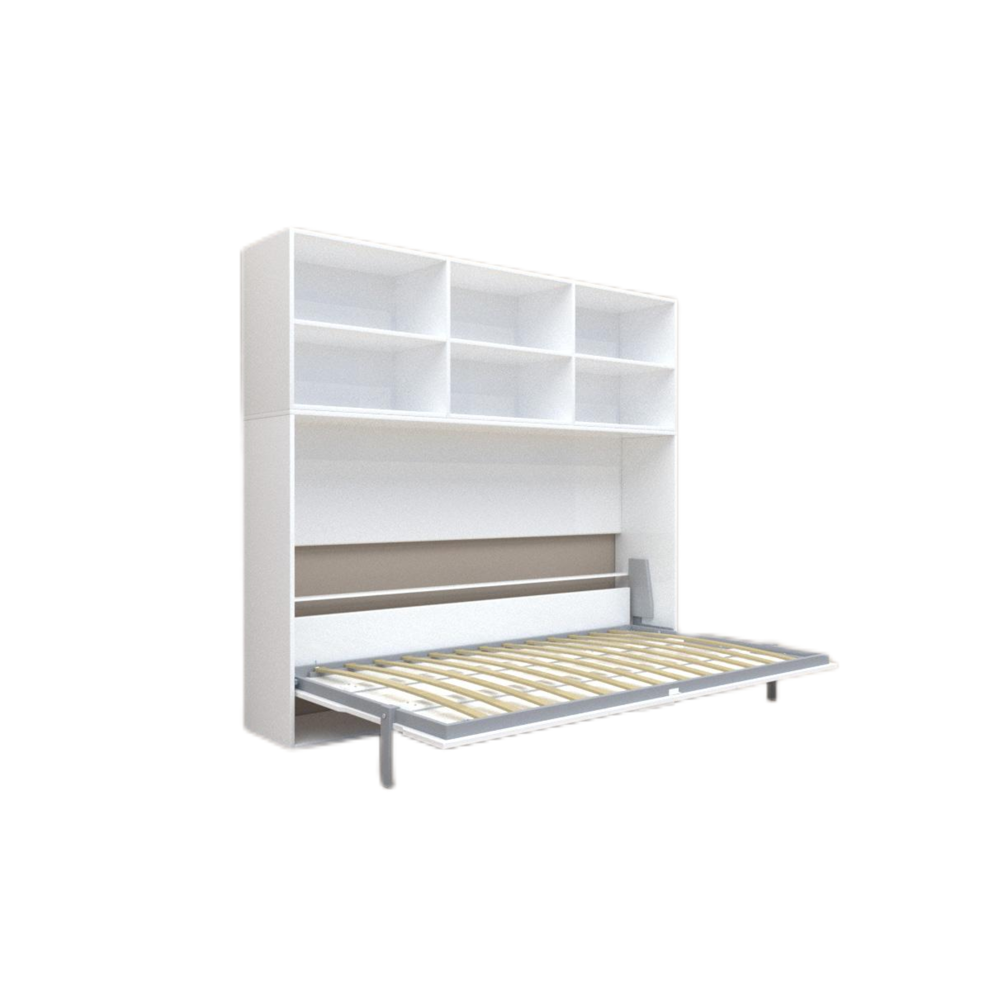 Twin Horizontal Murphy Bed with Shelf Storage, White
