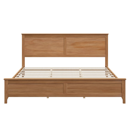 Front view of Seadrift solid wood king bed frame showing slat support