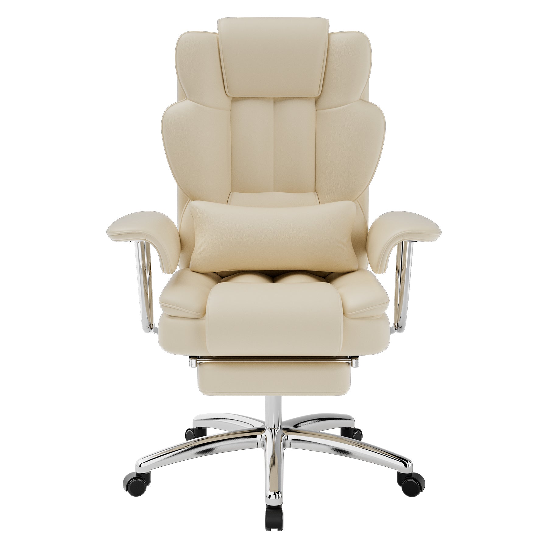 Big and Tall Reclining Office Chair, 30.3 in, Cream