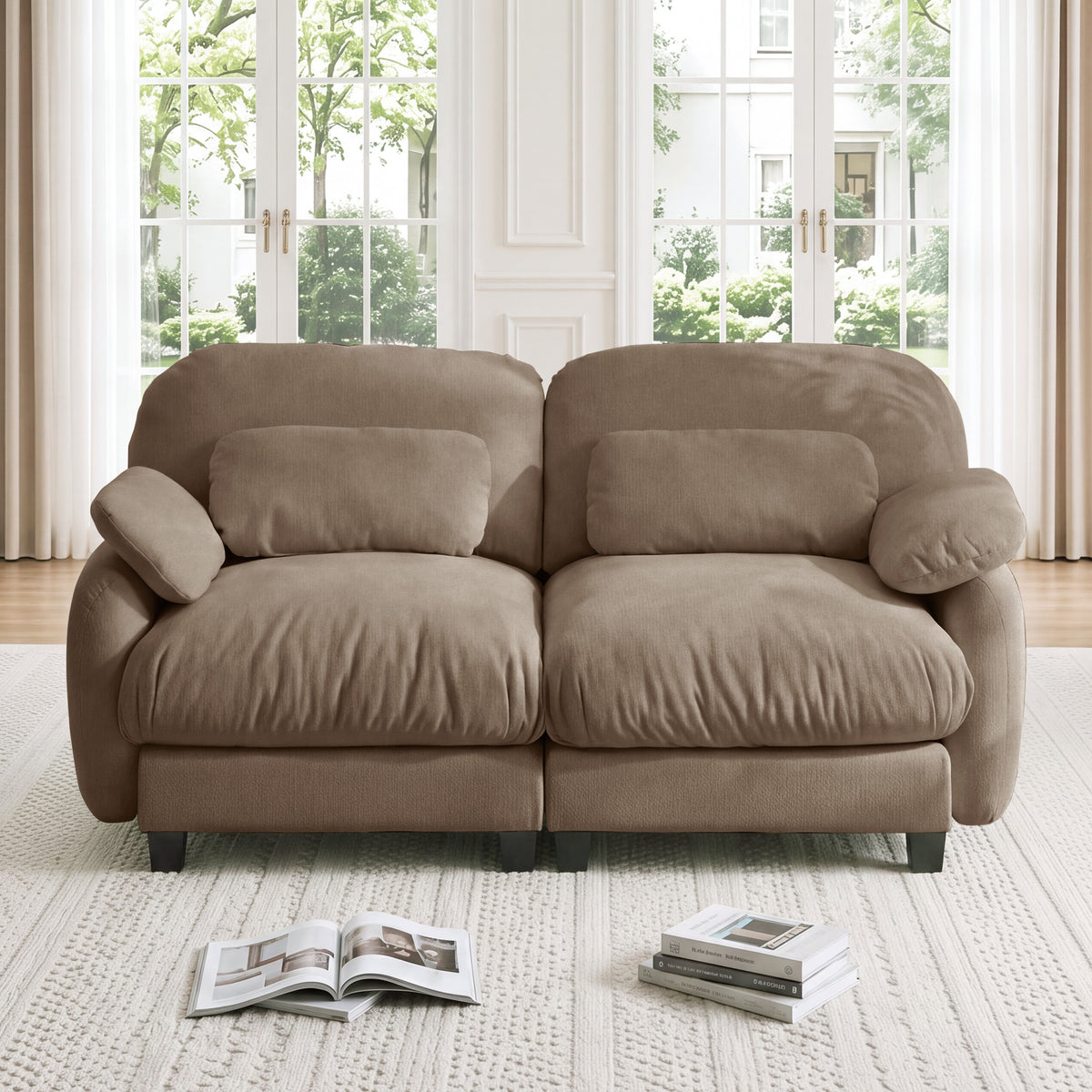 Brown Chenille Modular 2-Seat Couch