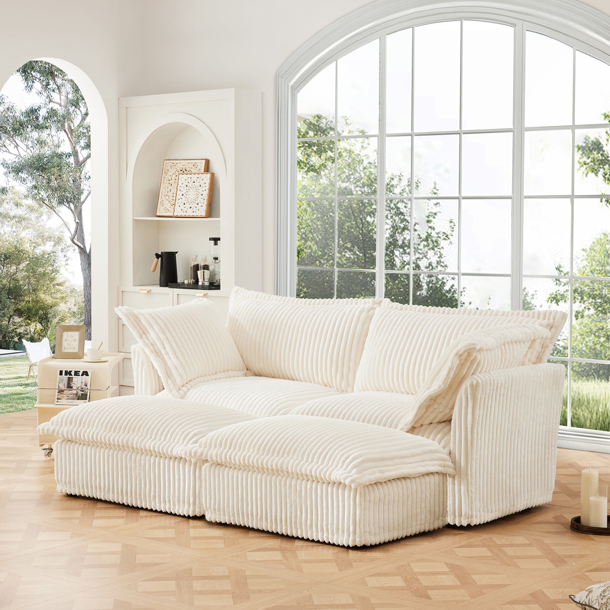 Fluffy 2-Seat Modular Sofa in Corduroy Cream #OttOnly_2 #Fabric_Corduroy Cream