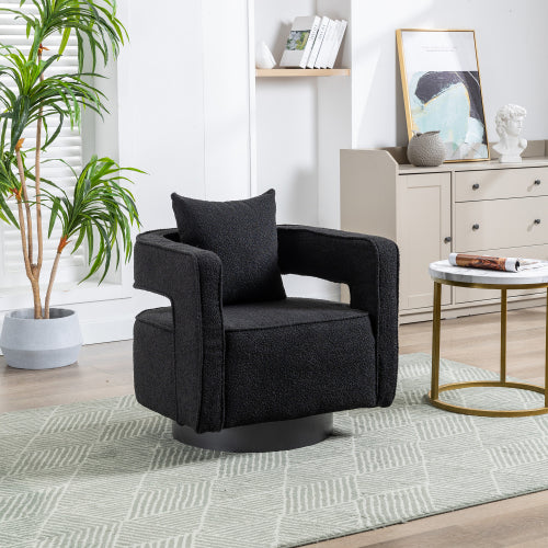 Black Boucle Swivel Accent Chair, Nursery