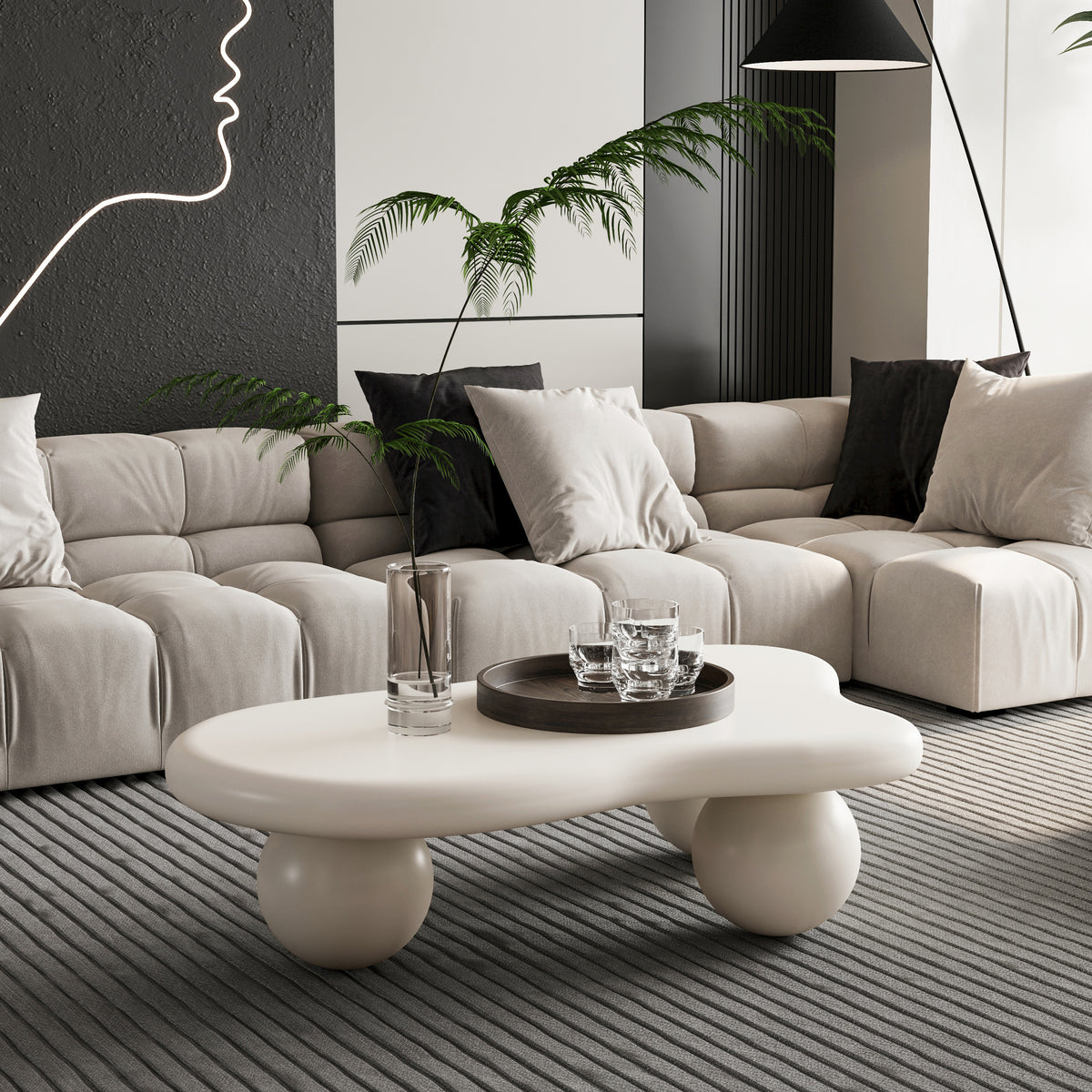 Cream Coffee Table, 40 in