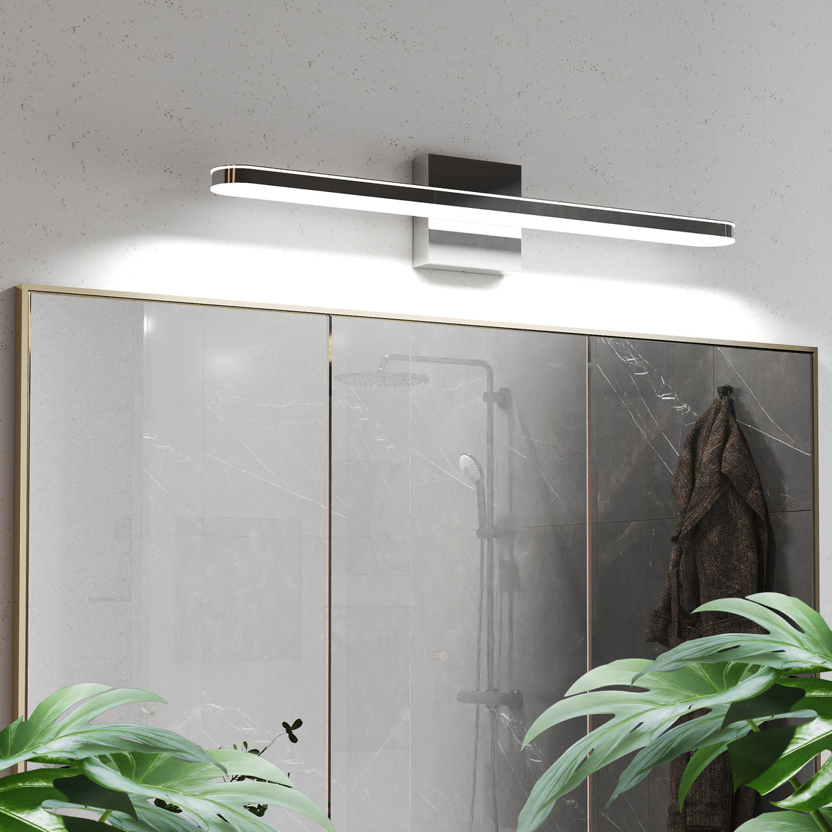 Chrome Modern LED Vanity Light, 24 in, Acrylic Shade