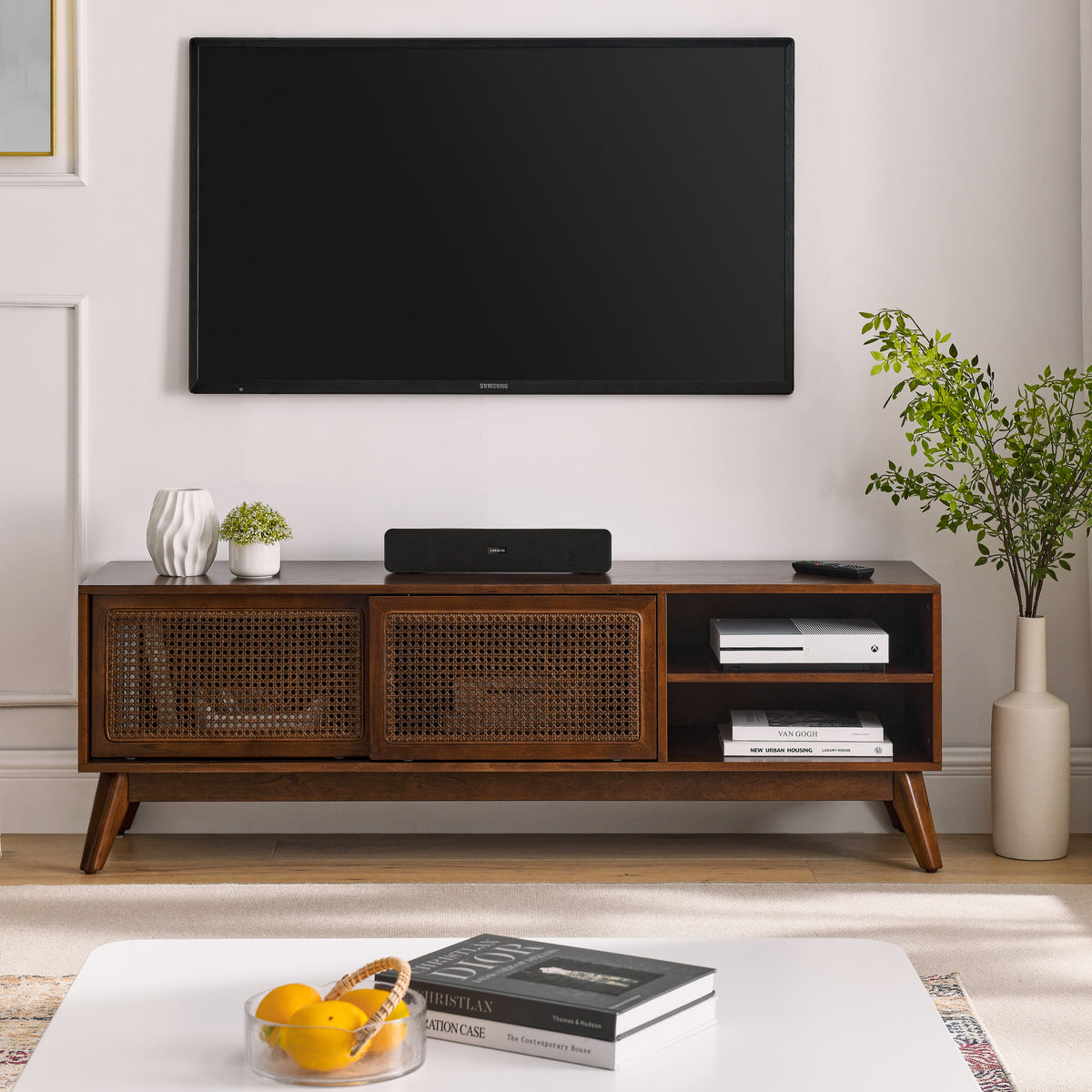 Walnut TV Stand for TVs up to 65 in, 59 in Wide