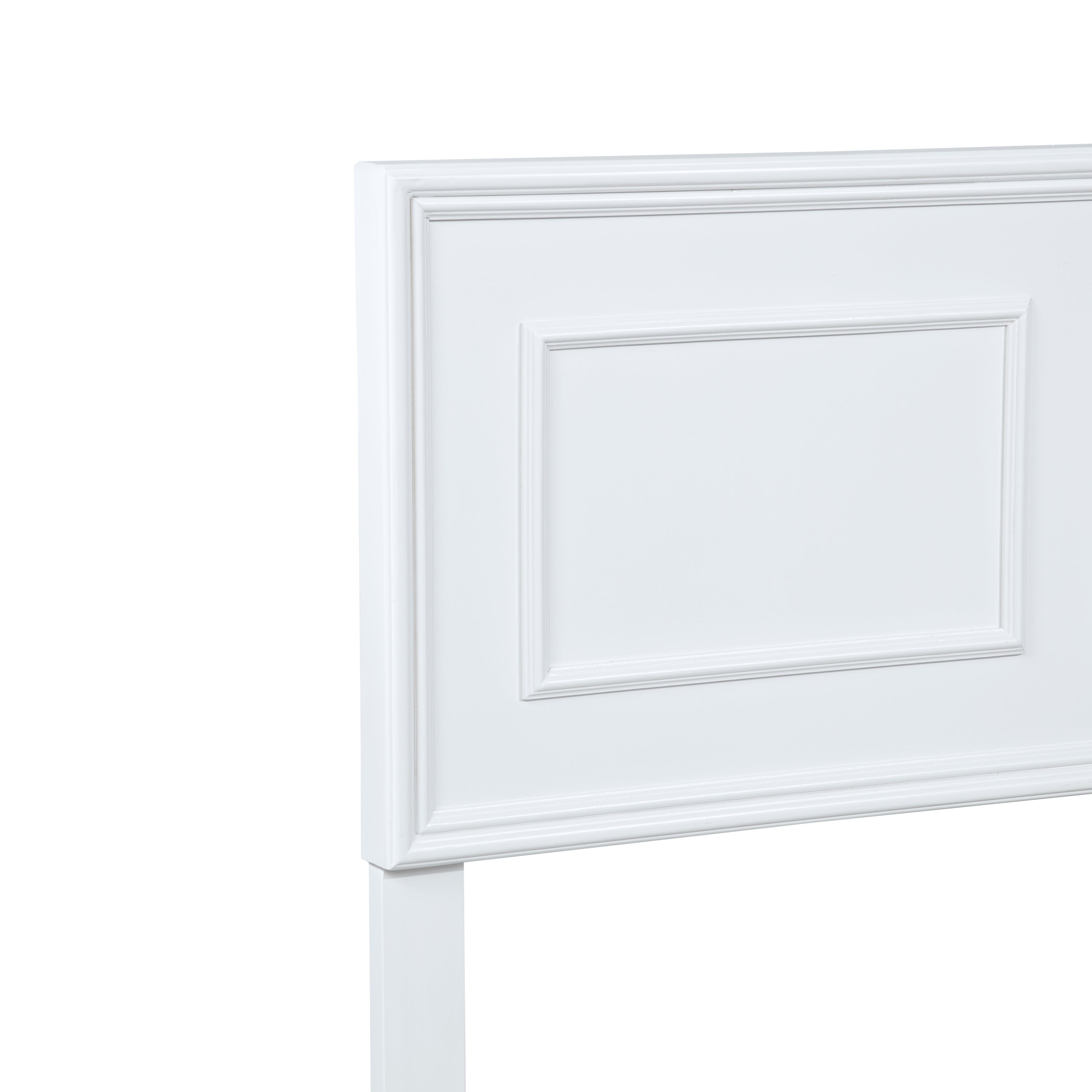 Close-up of the white headboard corner showing the framed moulding rectangular panel #Color_White
