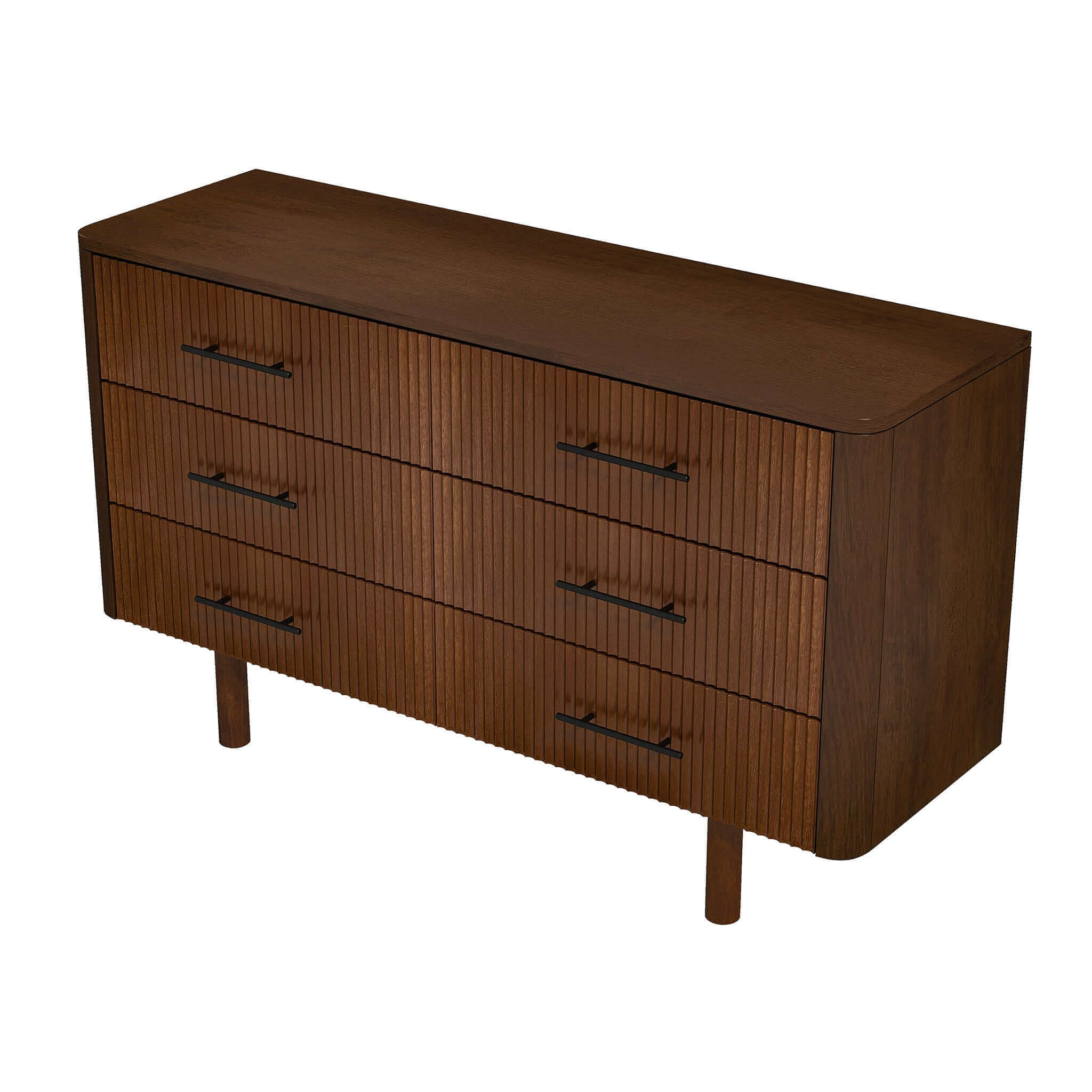 Solid Wood 6-Drawer Dresser, 55 in Wide, Brown