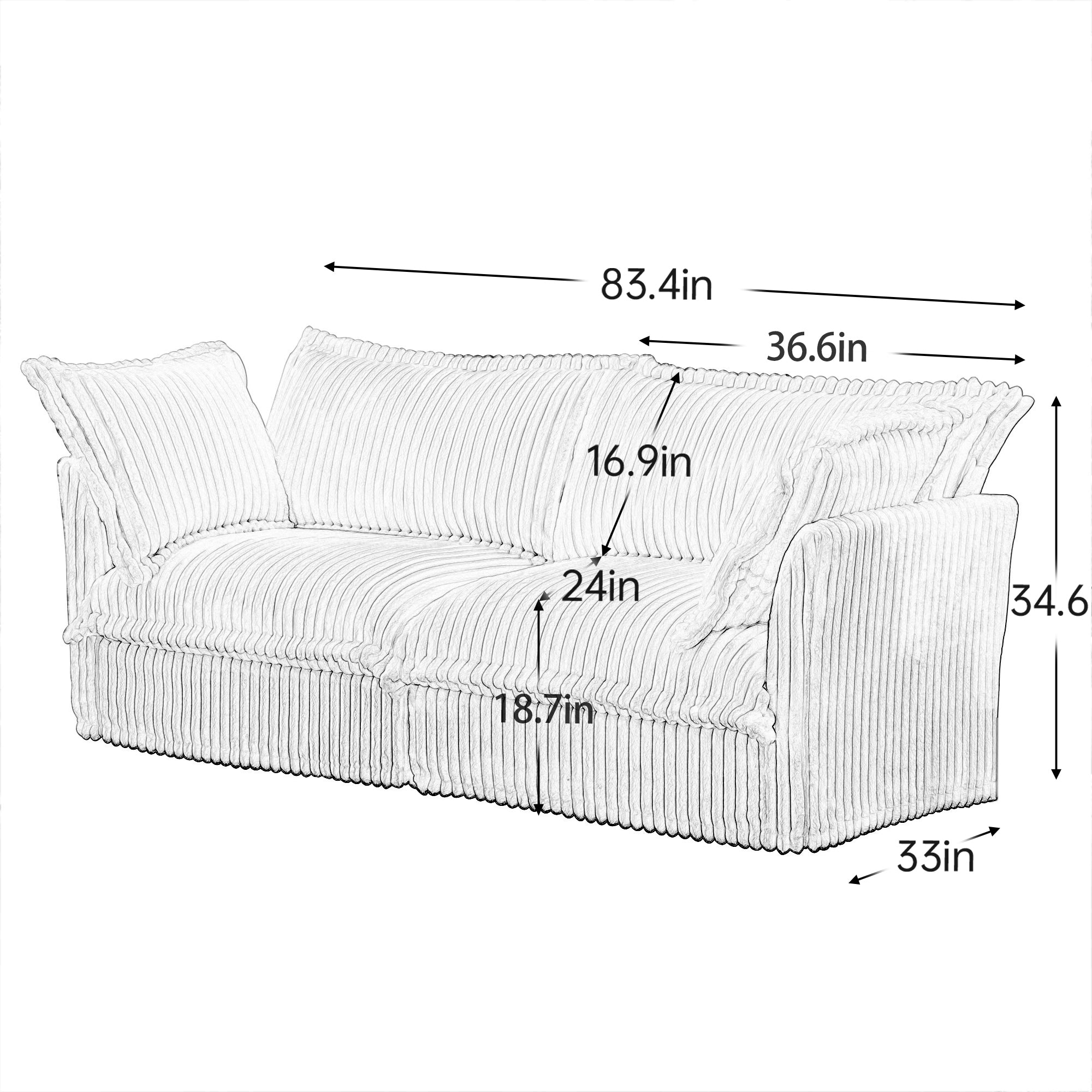 Fluffy 2-Seat Modular Sofa