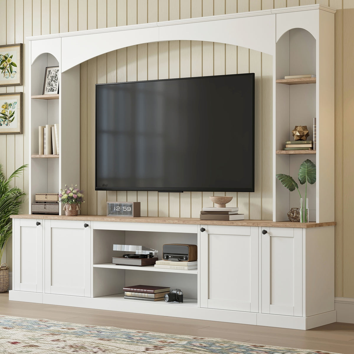 White Entertainment Center for TVs up to 70 in, 91.6 in Wide