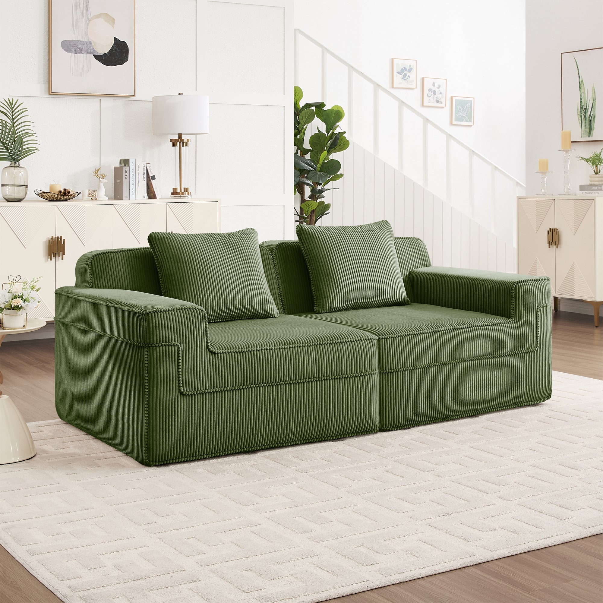 Hudson 2-Seat Boneless Couch in Olive #OttOnly_0 #Color_Olive