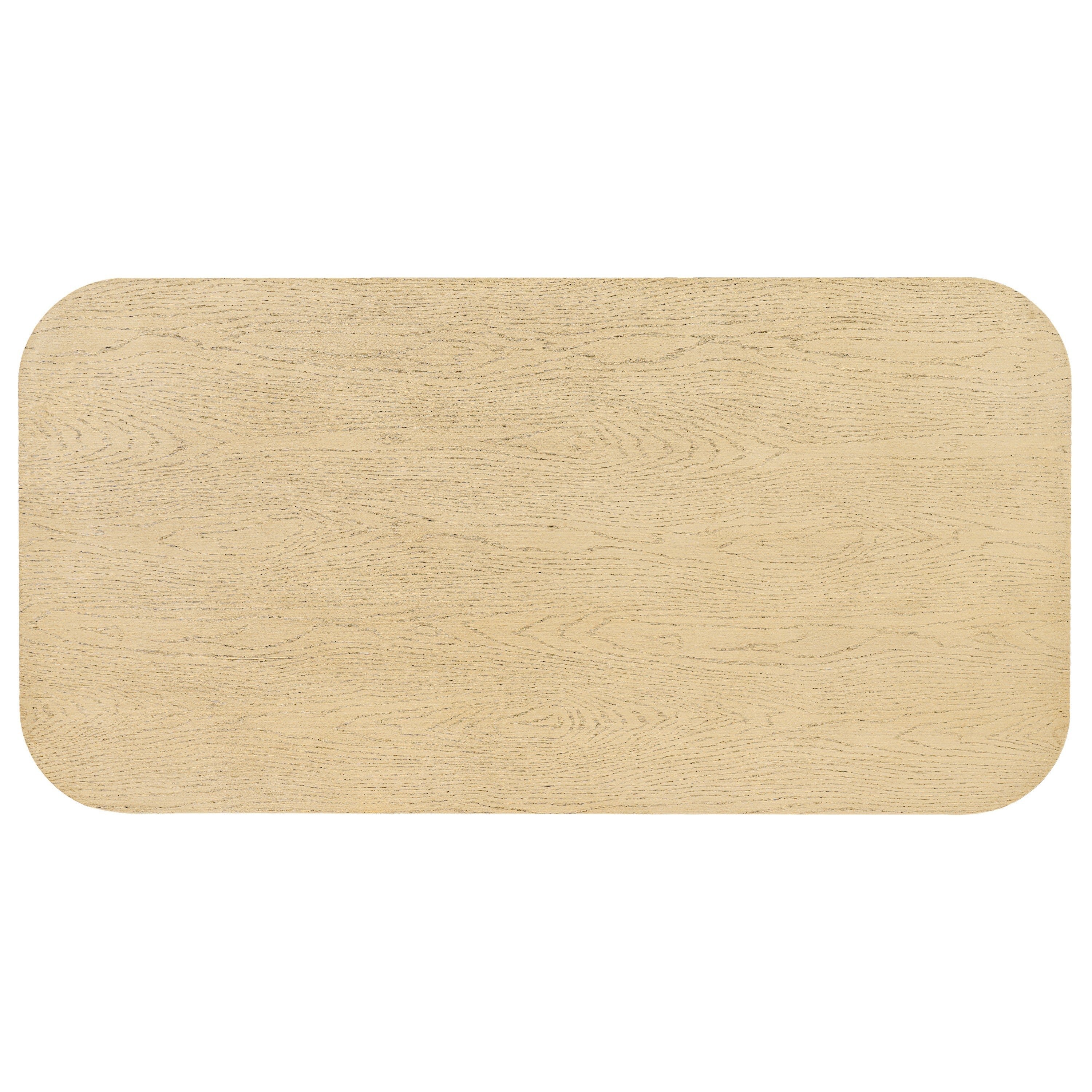 Overhead view of the oak dining table top showing the wood grain, white studio background