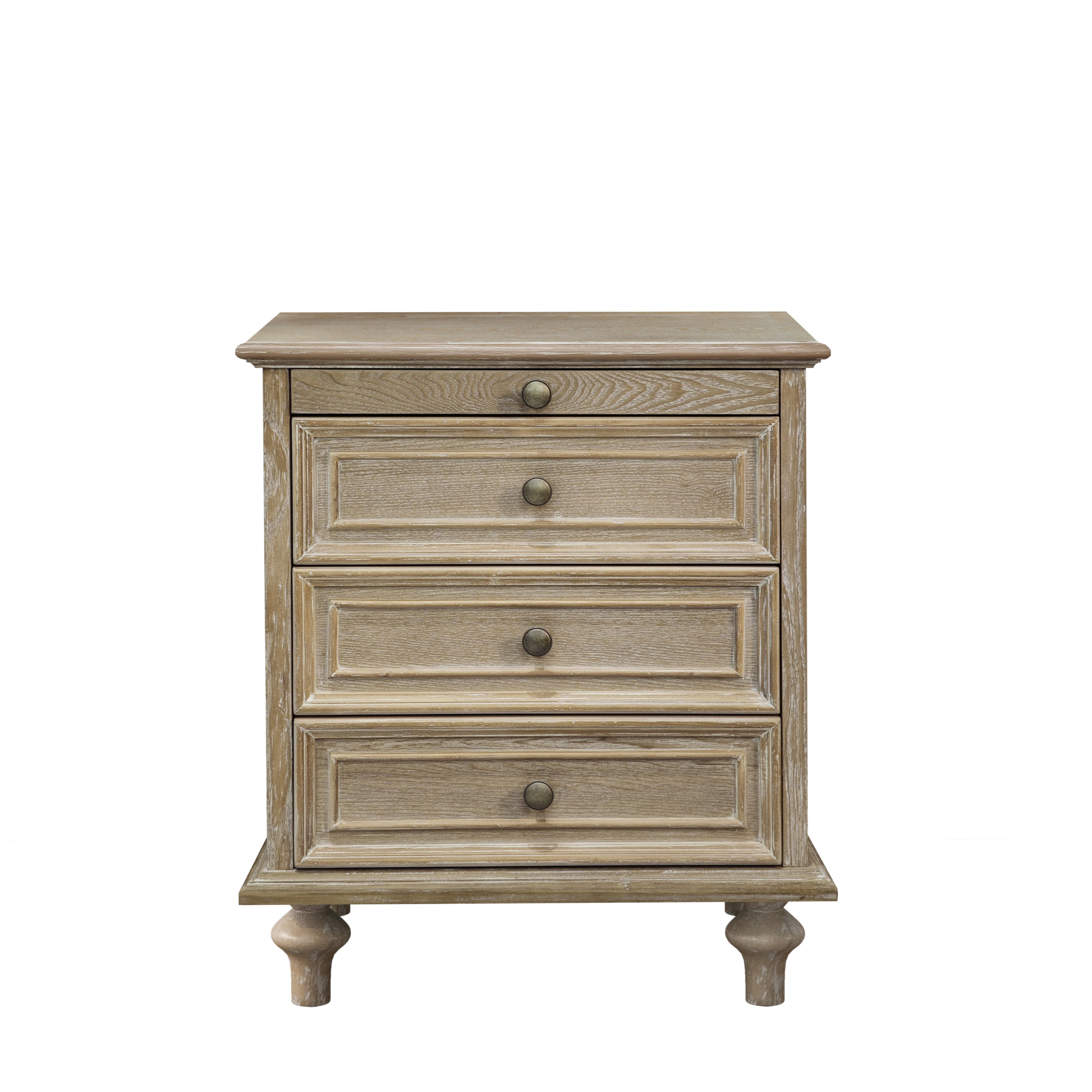 Nightstand Set of 2 with 4 Drawers and Hidden Shelf, Natural White