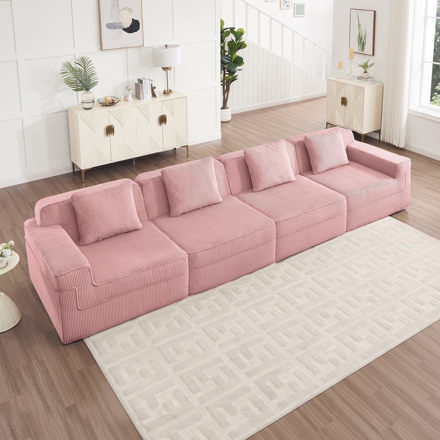 Boneless Couch – 4 Seater, Pink