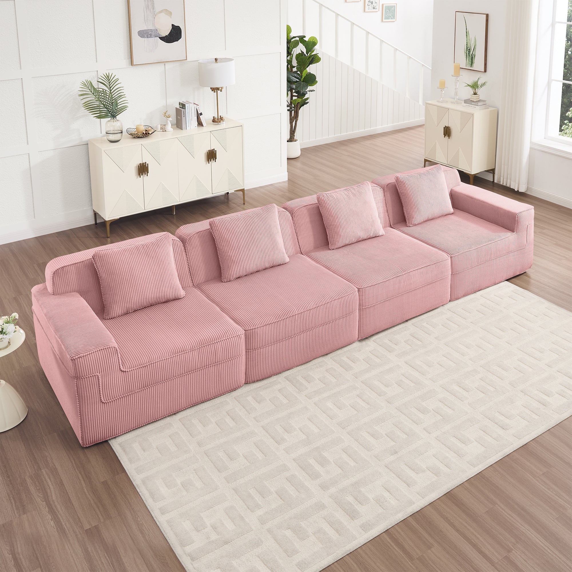 Hudson 4-Seat Boneless Couch in Pink #OttOnly_0 #Color_Pink