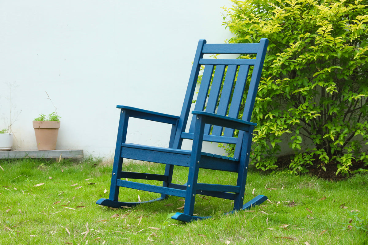 Navy Blue Outdoor Rocking Chair, 41.3 in Tall