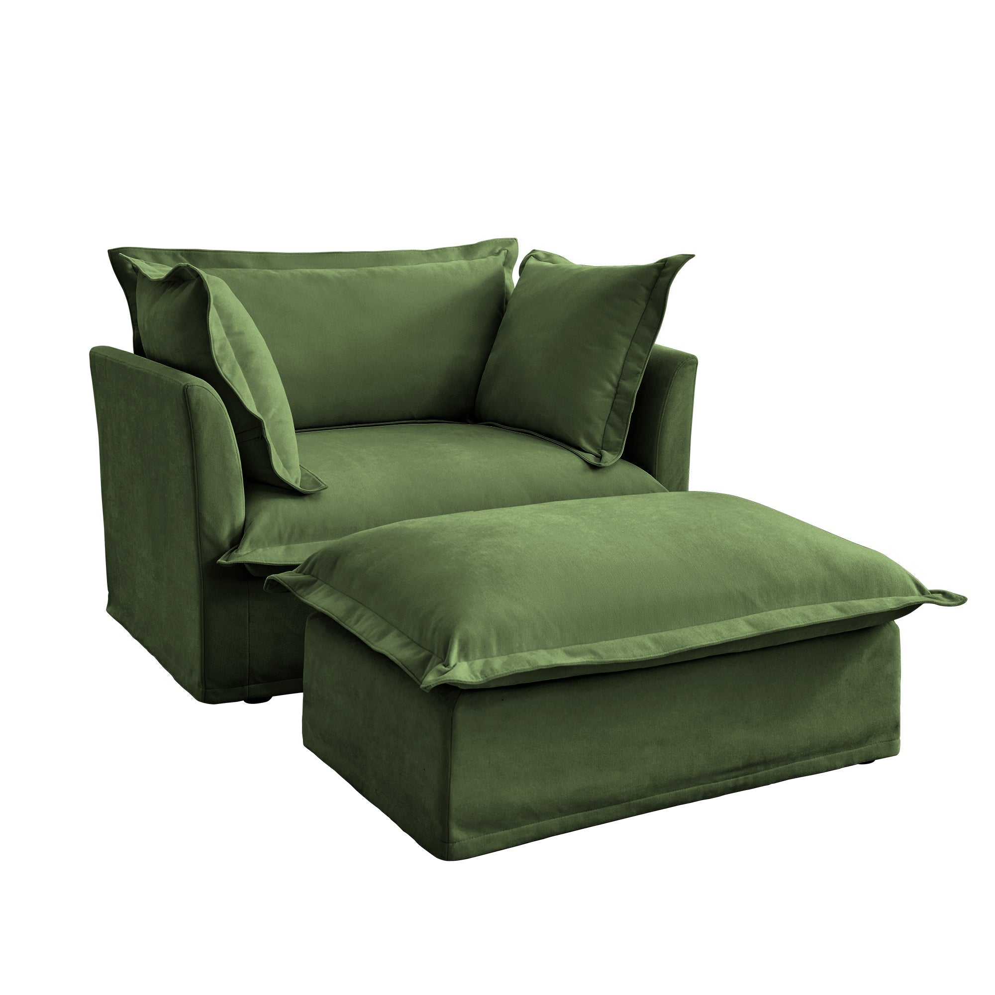 Fluffy Lounge Chair in Chenille Olive #Fabric_Chenille Olive