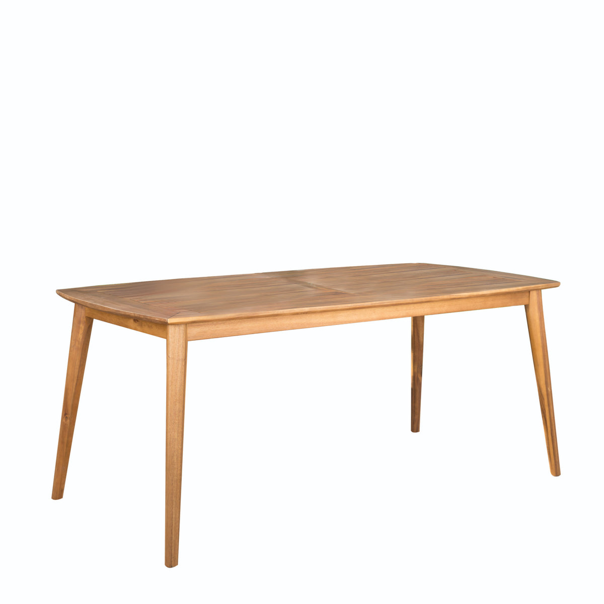 Teak Finish Solid Wood Outdoor Dining Table, 71 in Wide