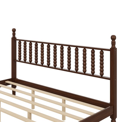 Dimension diagram of walnut king bed frame, 84.6 x 79.2 x 45 inches