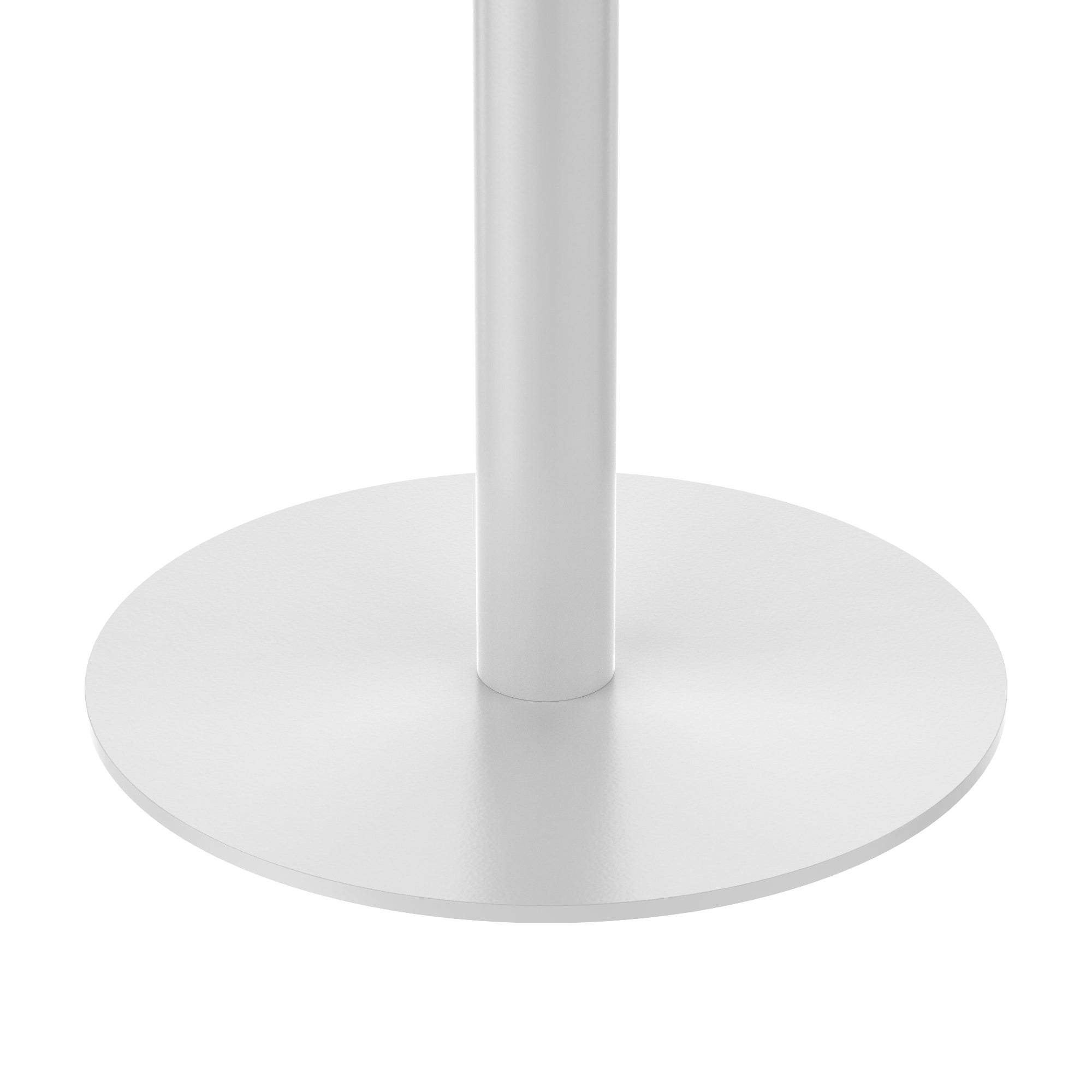 Close-up of white pedestal column meeting the round white base plate