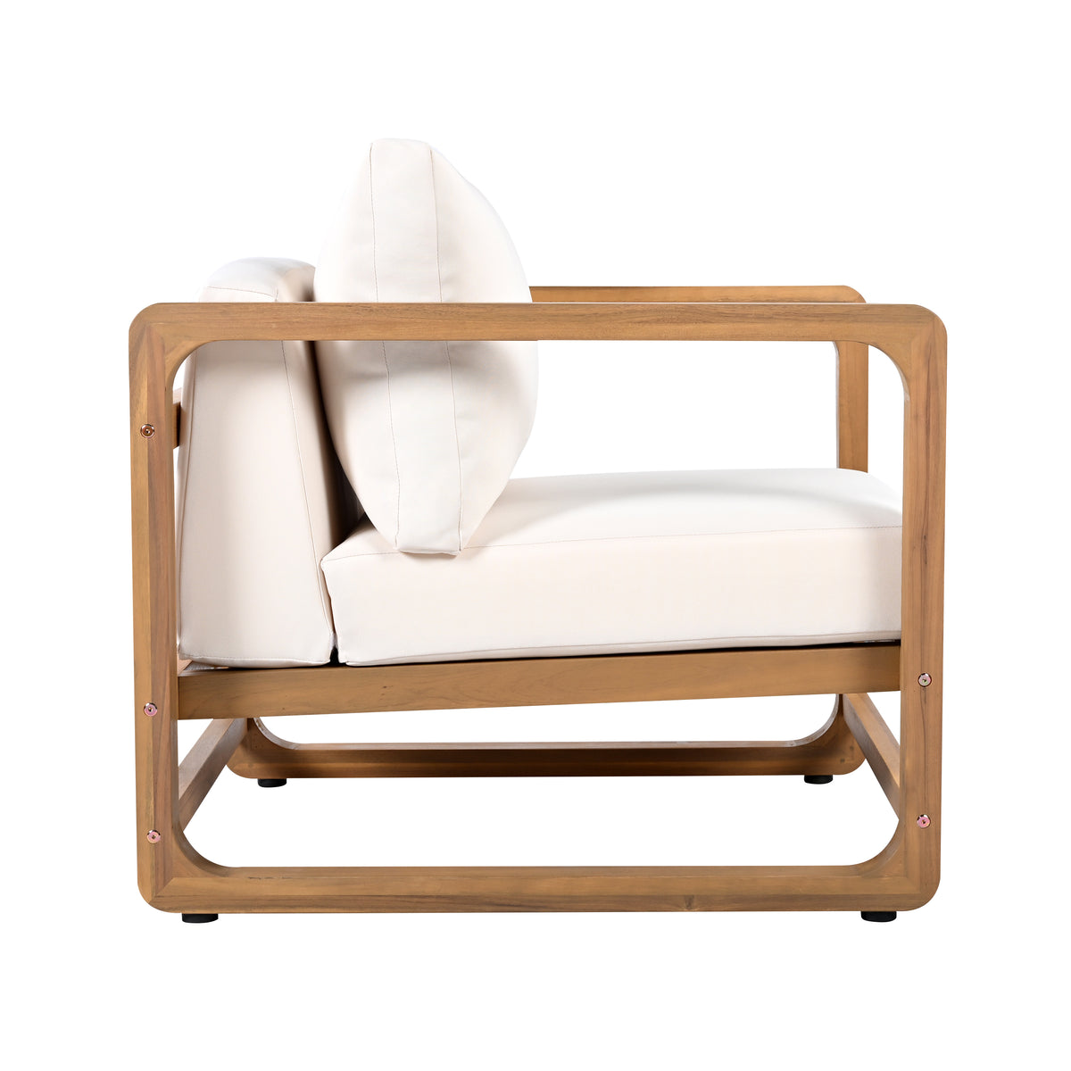Solid Wood Outdoor Lounge Chair with Cushions
