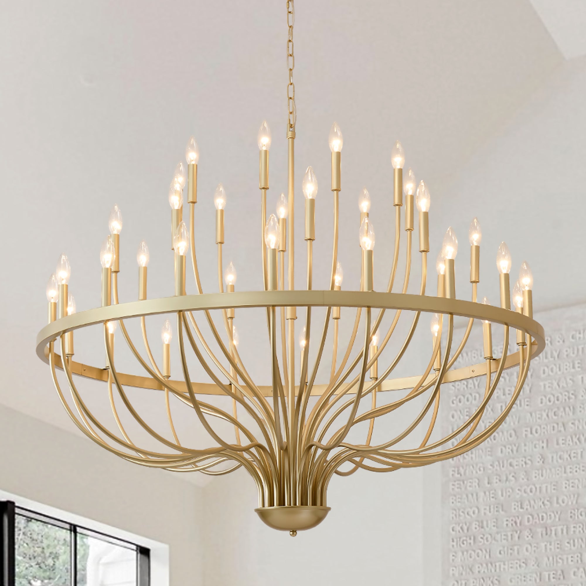 Chandelier, 36-Light Metal, Gold Finish