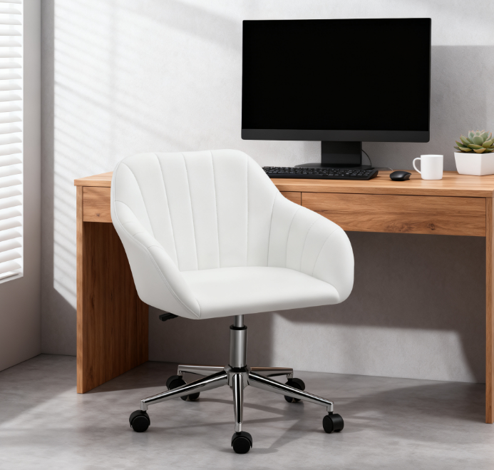 Height Adjustable Modern Office Chair, 23.5 in, White