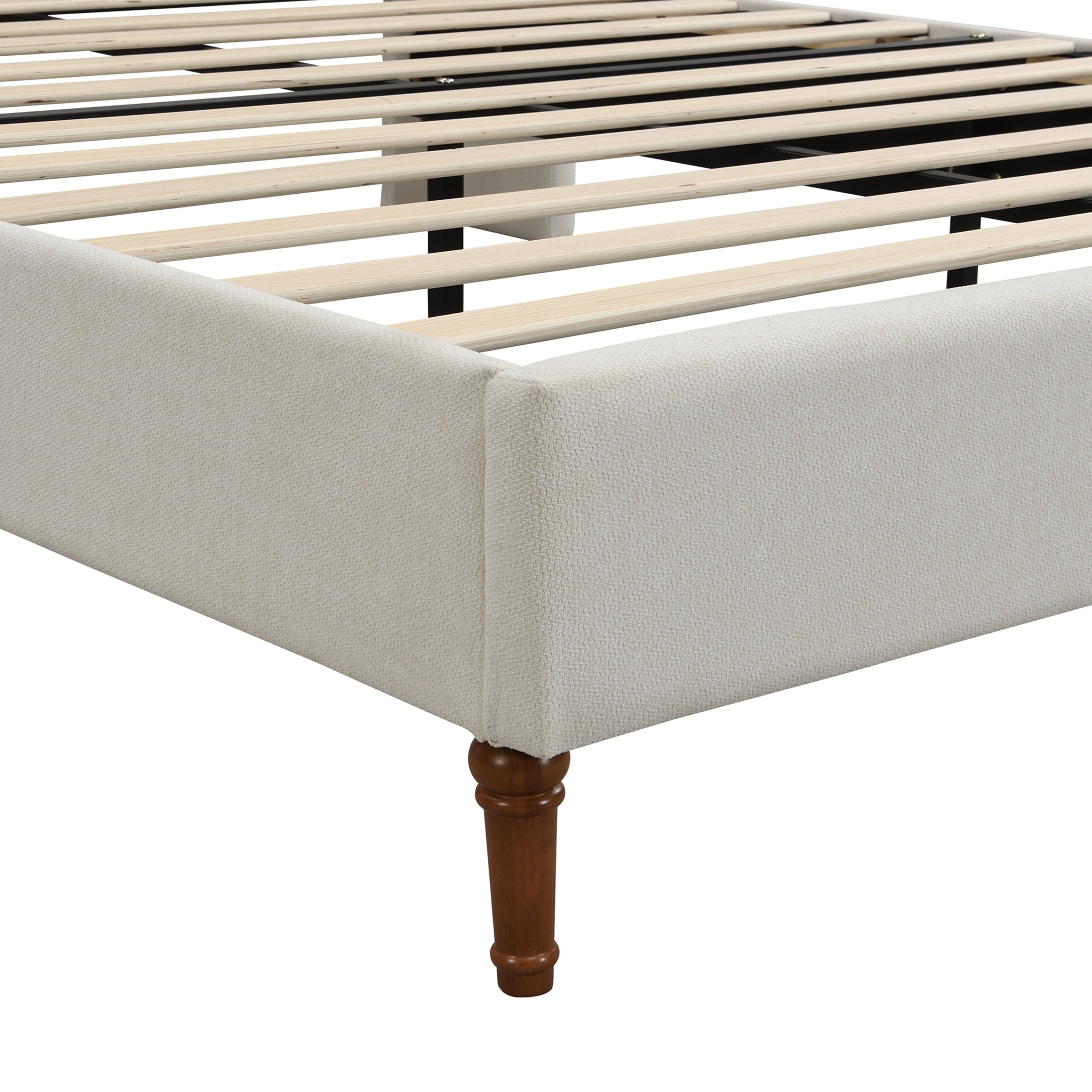 Close-up of chenille fabric texture on headboard panel
