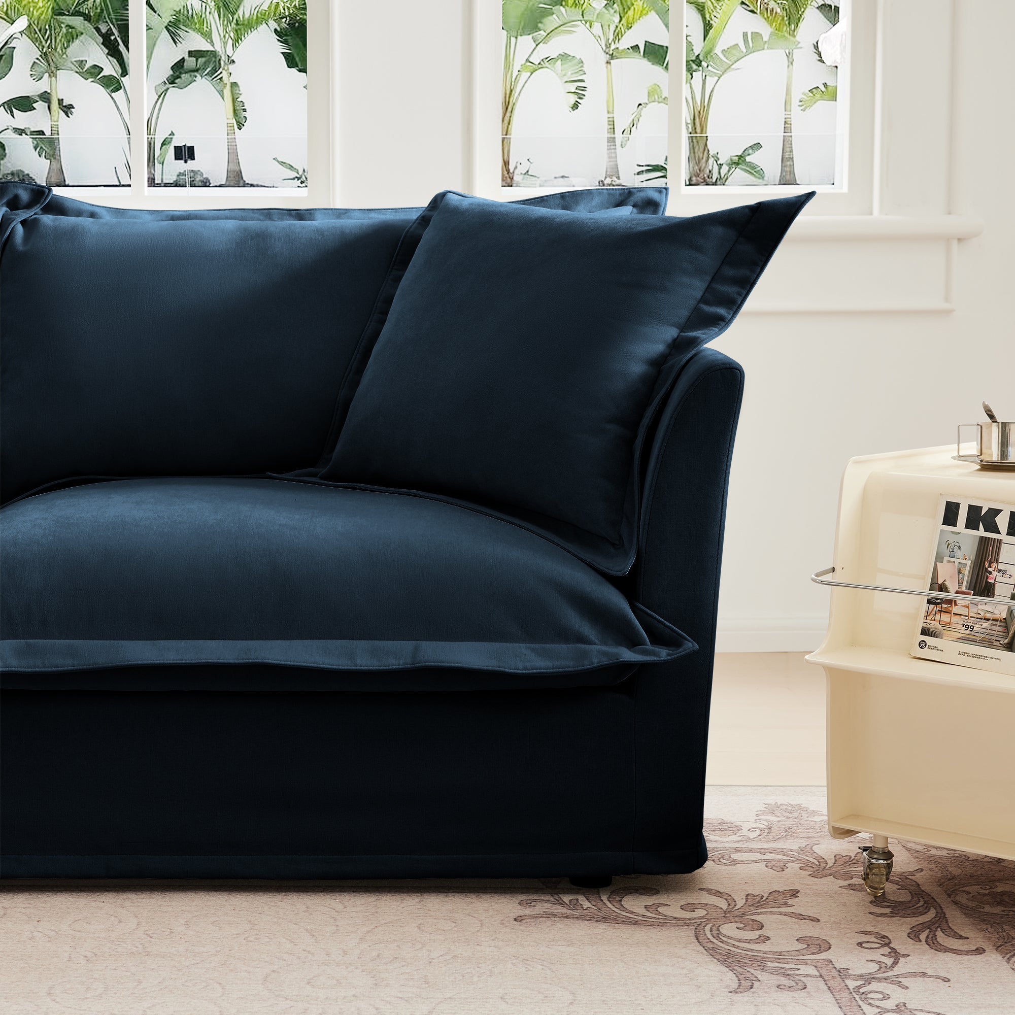 Fluffy Lounge Chair in Chenille Navy #Fabric_Chenille Navy